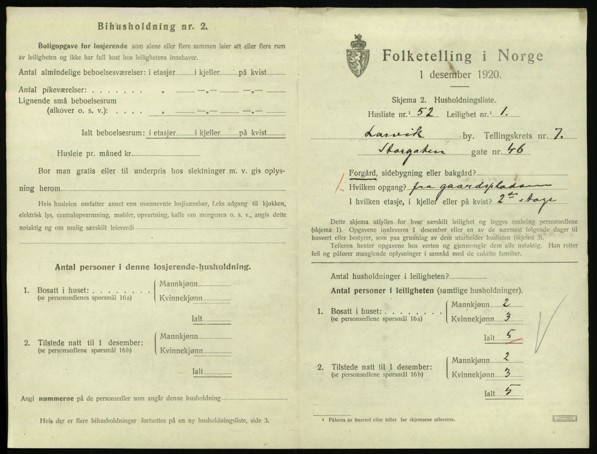 SAKO, 1920 census for Larvik, 1920, p. 6150