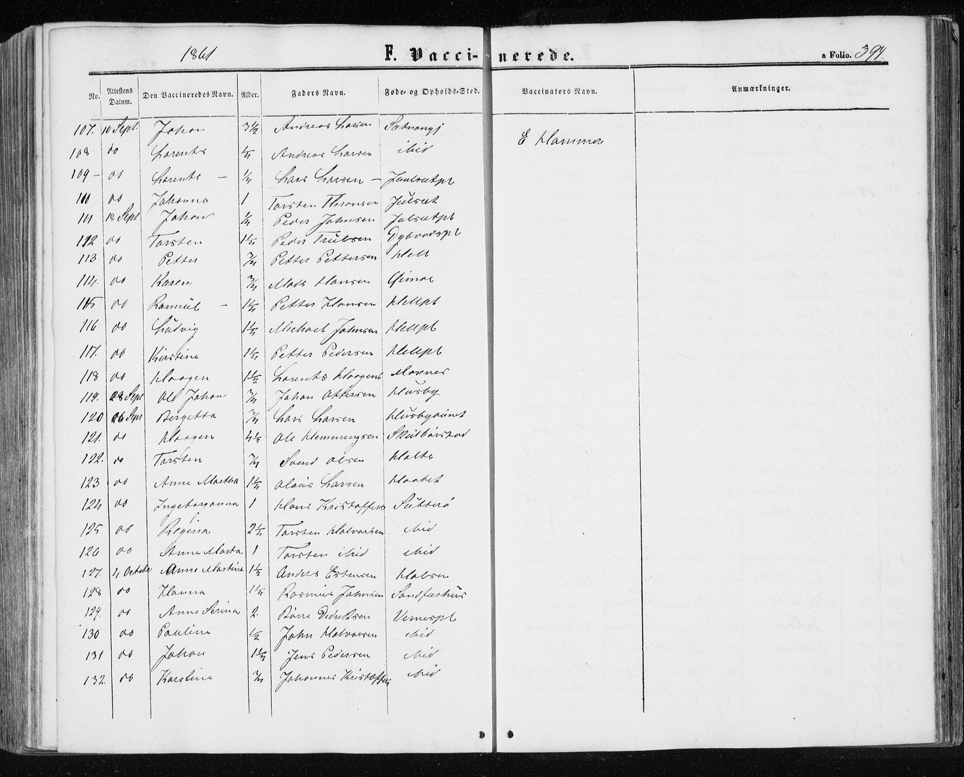 Ministerialprotokoller, klokkerbøker og fødselsregistre - Nord-Trøndelag, AV/SAT-A-1458/709/L0075: Parish register (official) no. 709A15, 1859-1870, p. 394