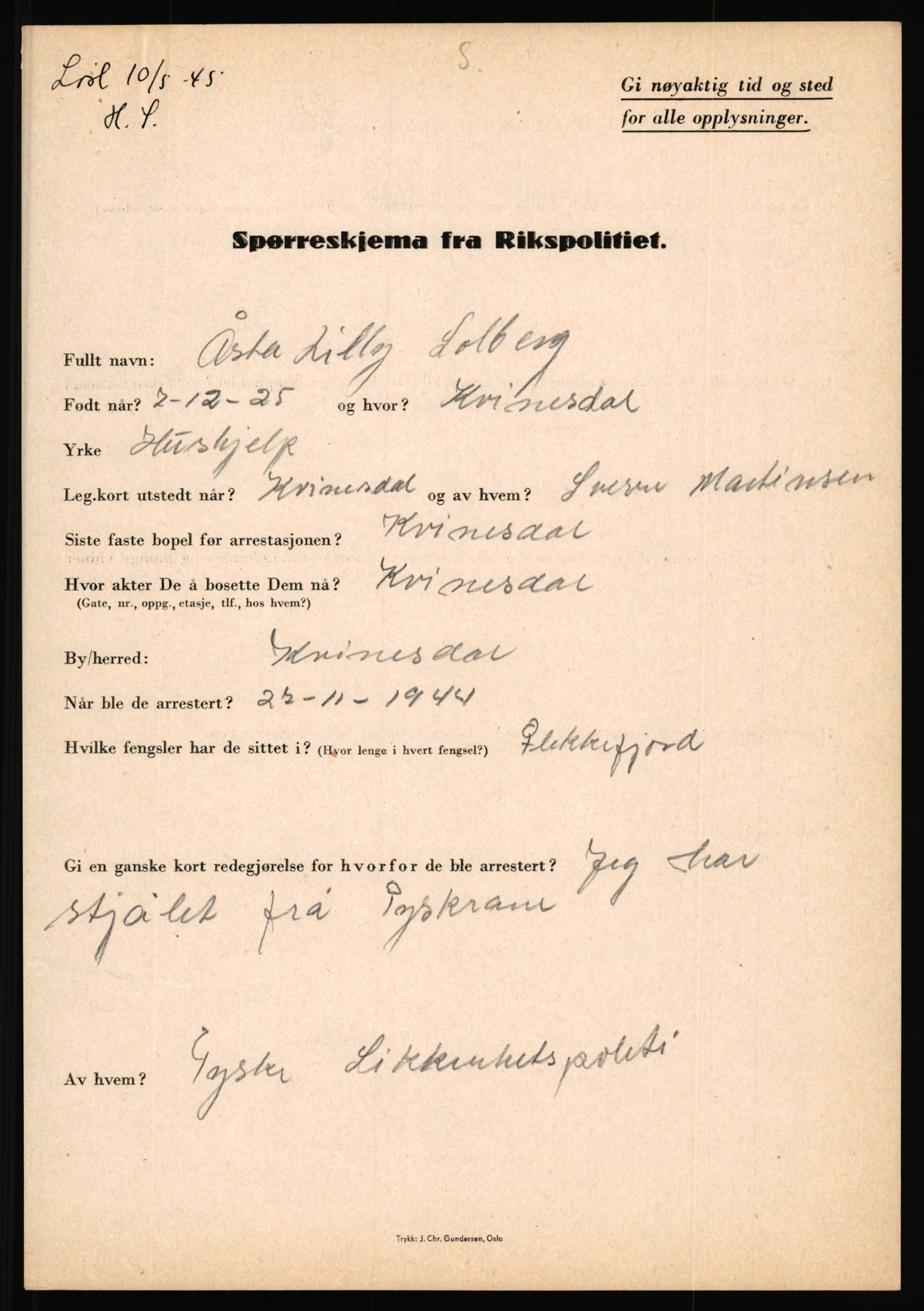 Rikspolitisjefen, AV/RA-S-1560/L/L0015: Scharff, Carlo Max - Stephensen, Gudrun, 1940-1945, p. 814