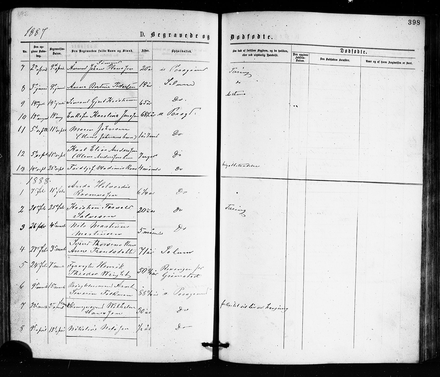Porsgrunn kirkebøker , SAKO/A-104/G/Ga/L0003: Parish register (copy) no. I 3, 1877-1915, p. 398