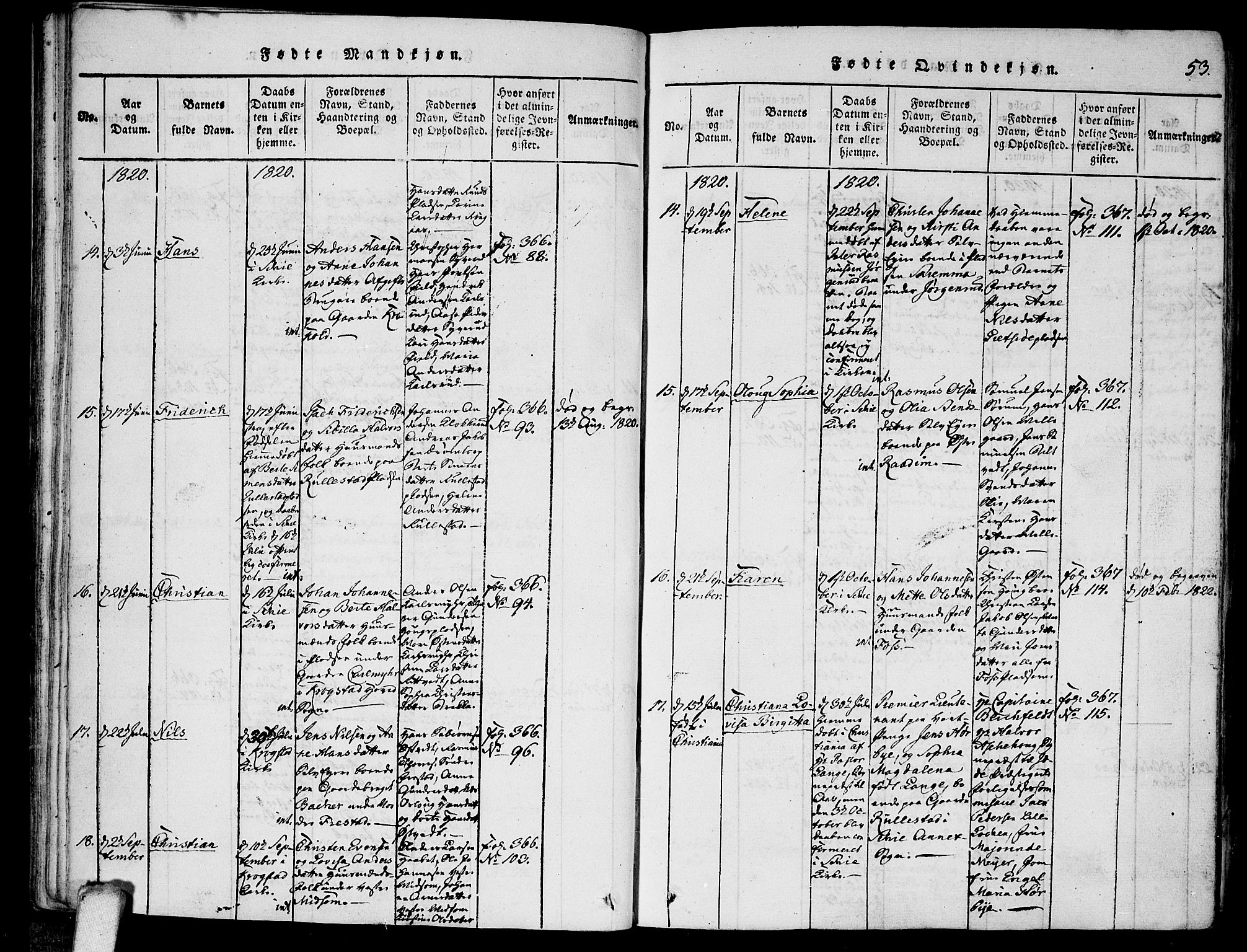 Kråkstad prestekontor Kirkebøker, AV/SAO-A-10125a/F/Fa/L0003: Parish register (official) no. I 3, 1813-1824, p. 53