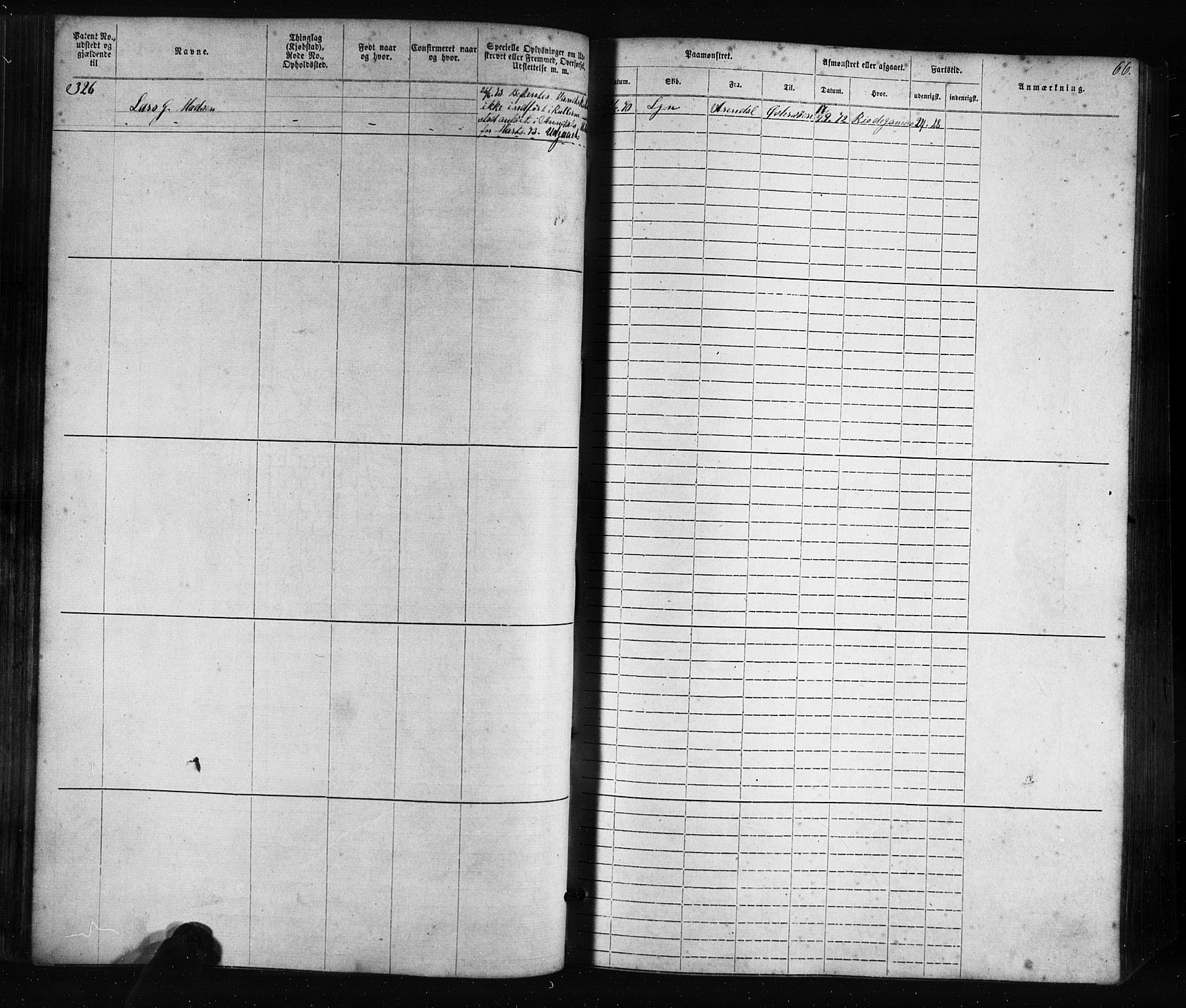 Flekkefjord mønstringskrets, SAK/2031-0018/F/Fa/L0005: Annotasjonsrulle nr 1-1915 med register, Æ-2, 1868-1896, p. 86