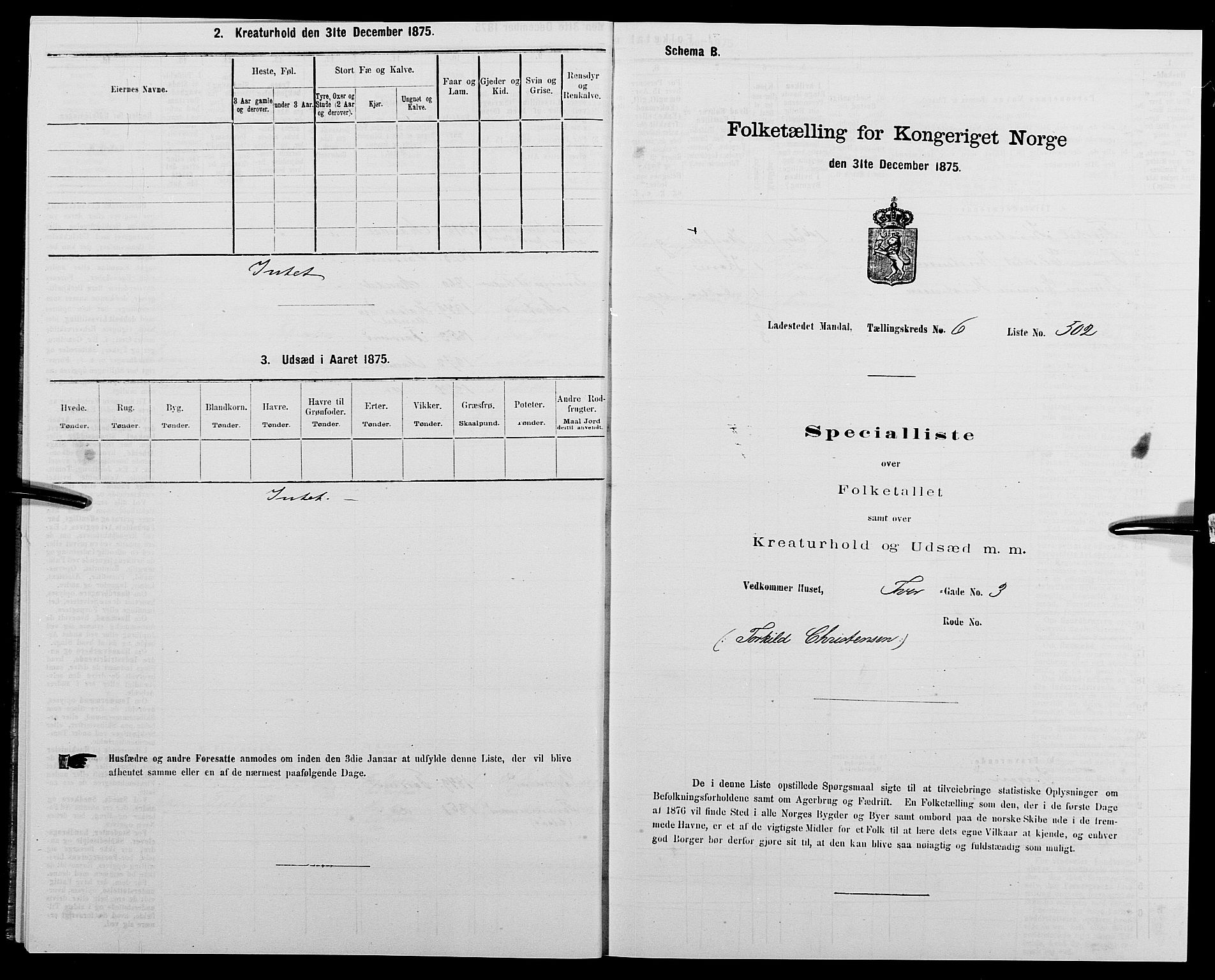 SAK, 1875 census for 1002B Mandal/Mandal, 1875, p. 1055