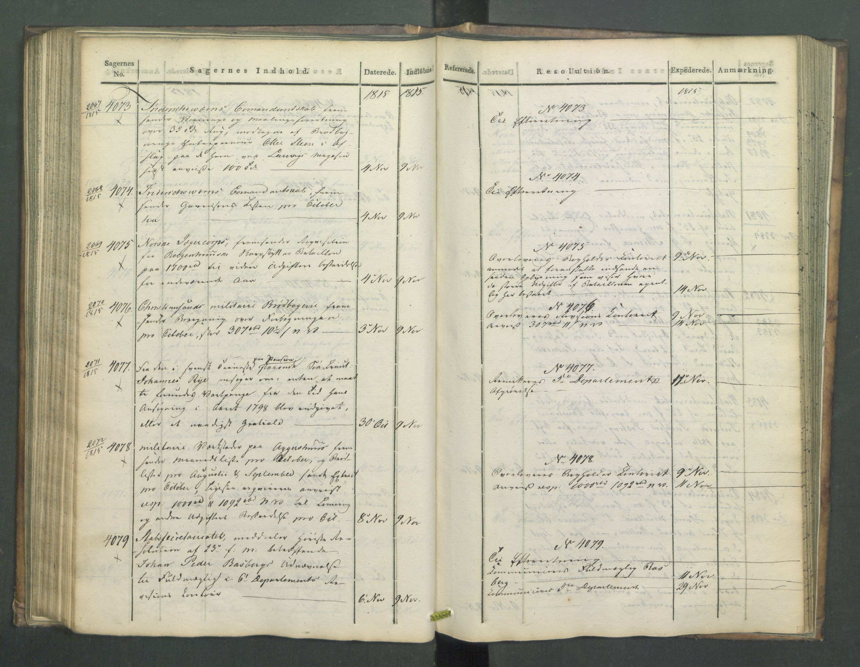 Armédepartementet, AV/RA-RAFA-3493/C/Ca/L0006: 6. Departements Journal, 1815