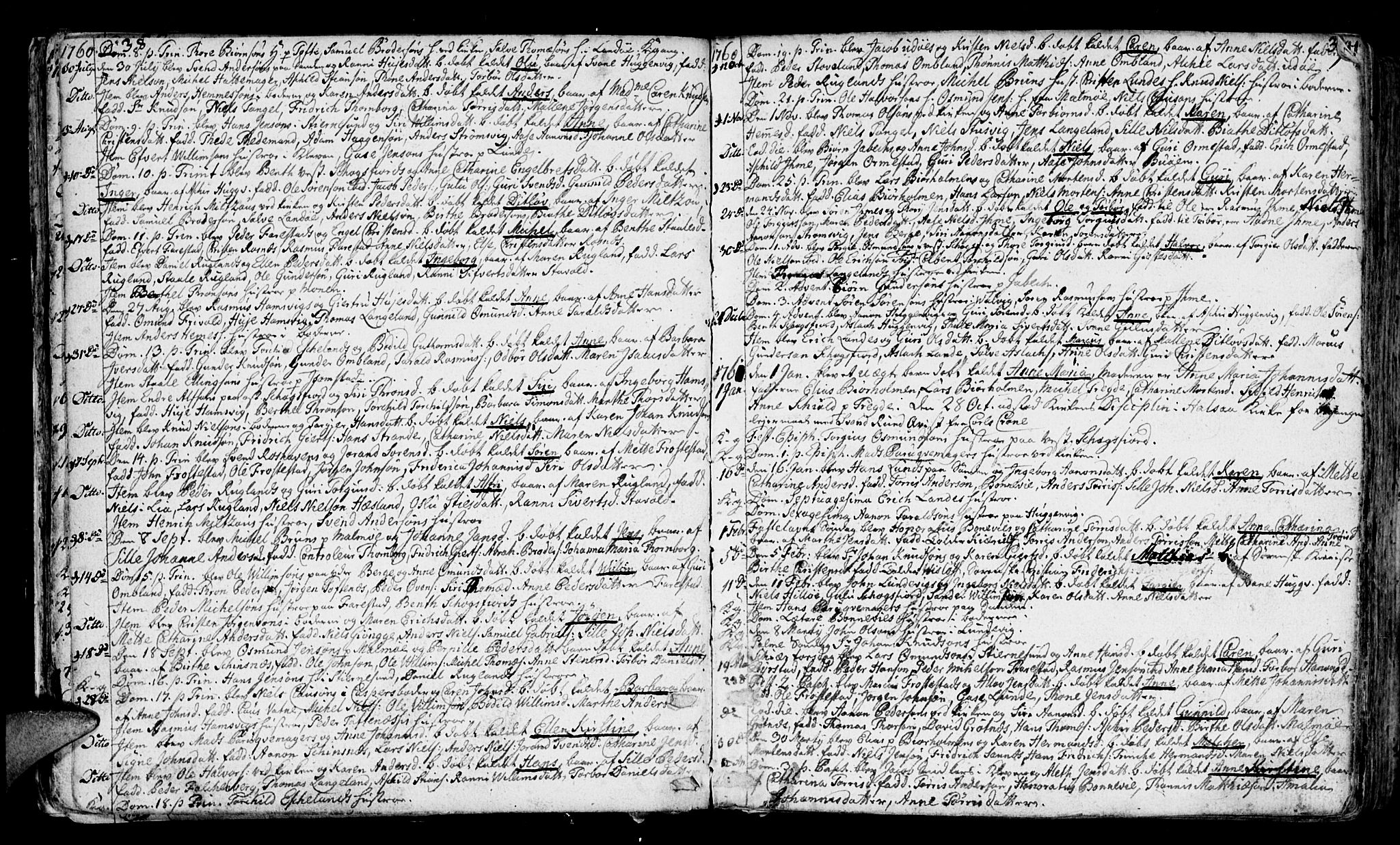 Mandal sokneprestkontor, AV/SAK-1111-0030/F/Fa/Faa/L0003: Parish register (official) no. A 3, 1748-1794, p. 38-39