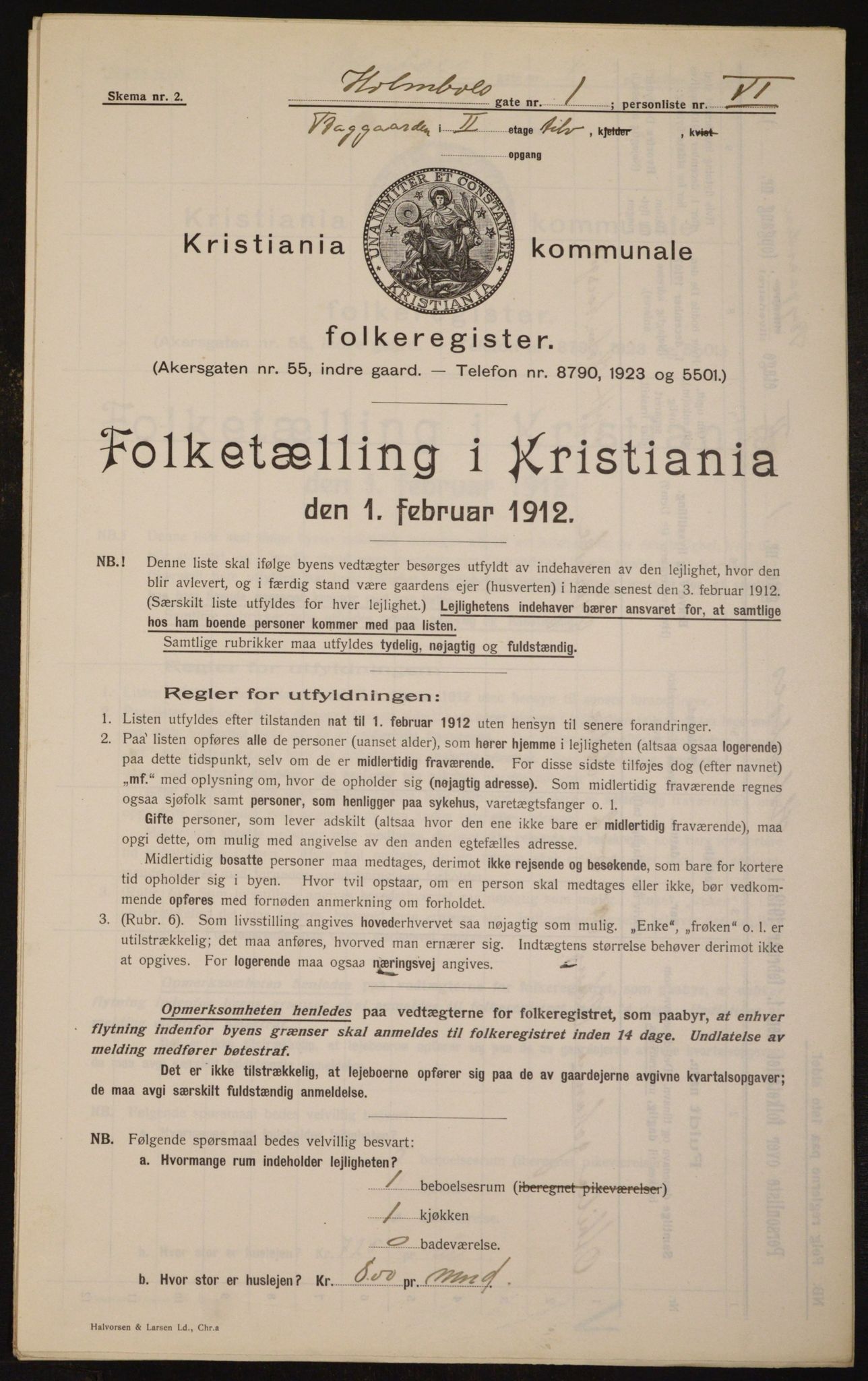 OBA, Municipal Census 1912 for Kristiania, 1912, p. 41160