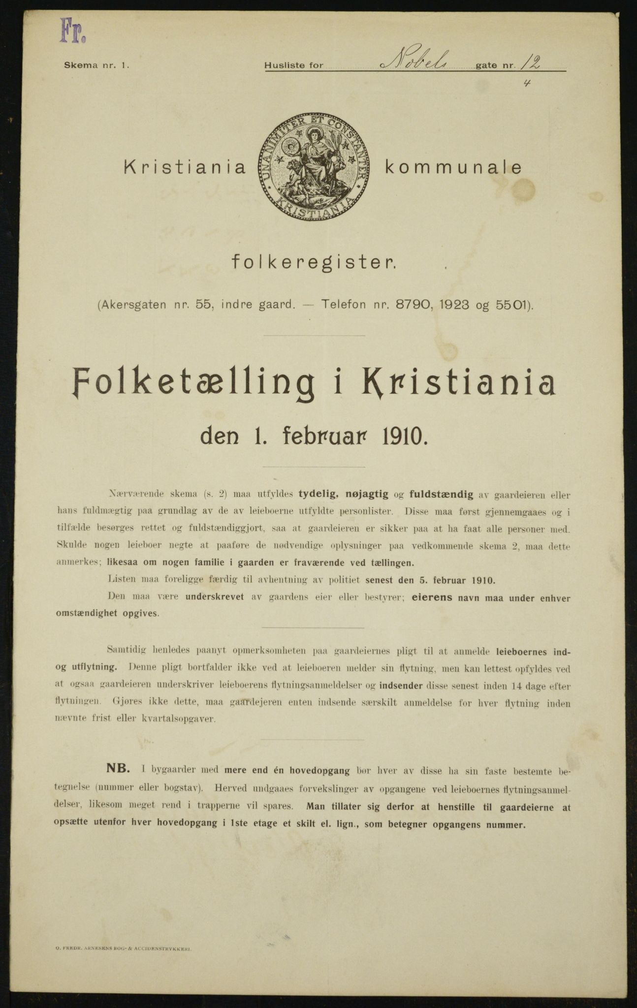 OBA, Municipal Census 1910 for Kristiania, 1910, p. 68809