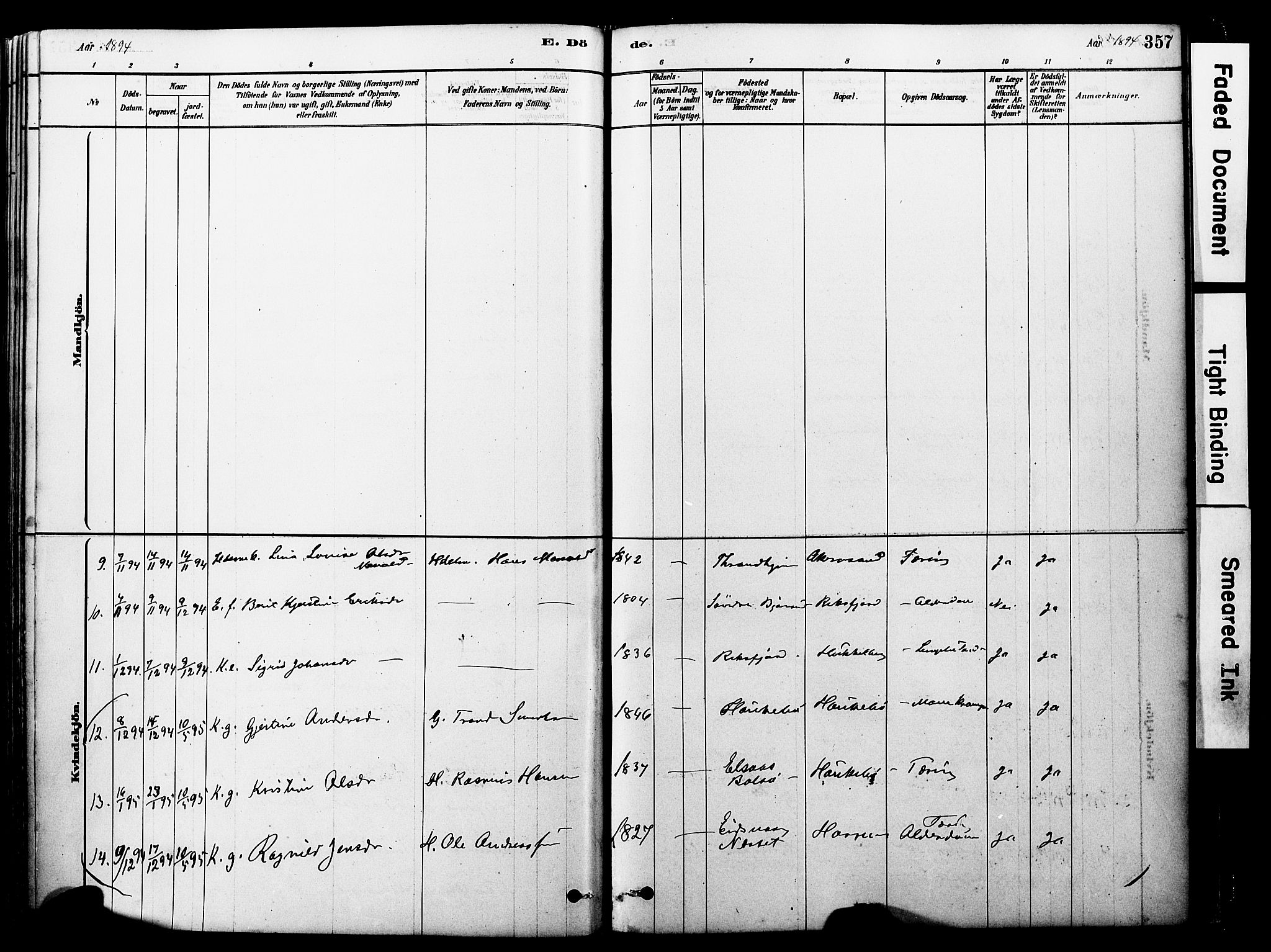Ministerialprotokoller, klokkerbøker og fødselsregistre - Møre og Romsdal, SAT/A-1454/560/L0721: Parish register (official) no. 560A05, 1878-1917, p. 357