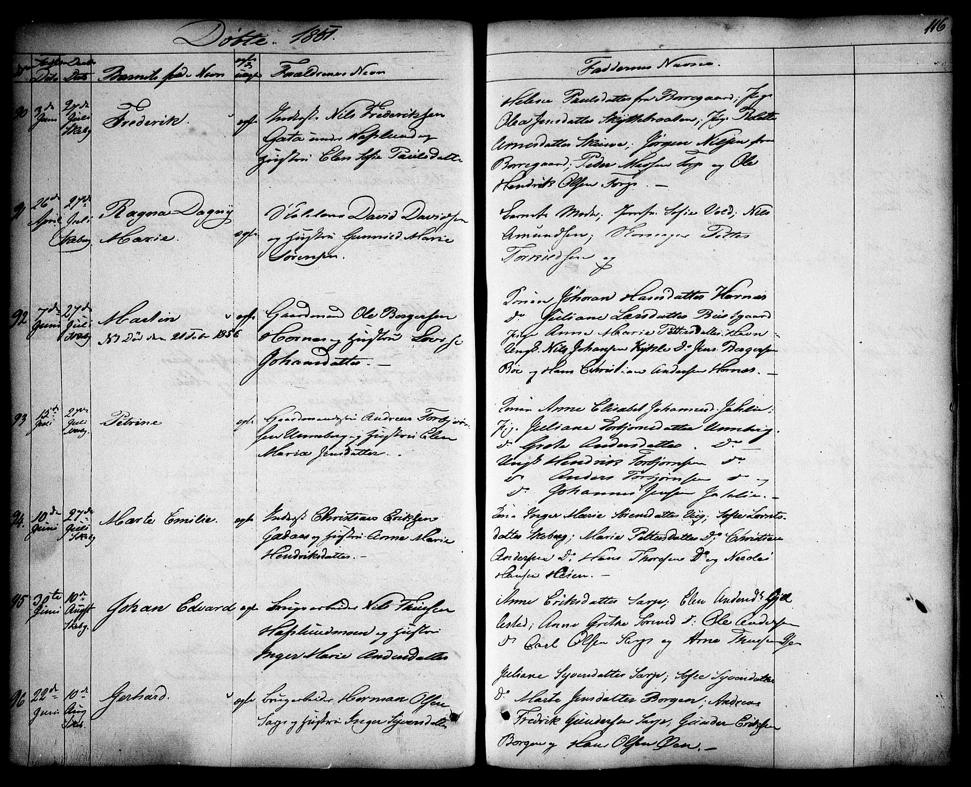Skjeberg prestekontor Kirkebøker, AV/SAO-A-10923/F/Fa/L0006: Parish register (official) no. I 6, 1846-1858, p. 116