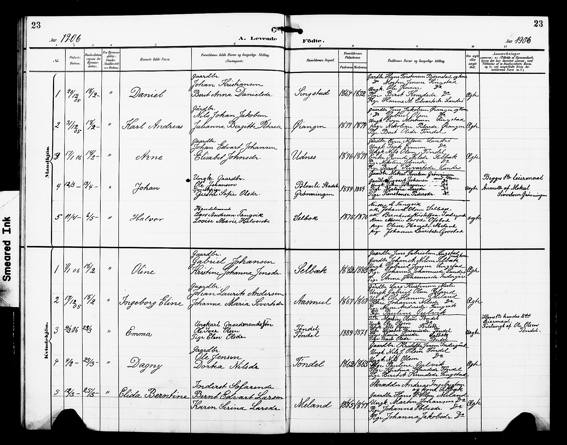 Ministerialprotokoller, klokkerbøker og fødselsregistre - Sør-Trøndelag, SAT/A-1456/663/L0763: Parish register (copy) no. 663C03, 1899-1908, p. 23