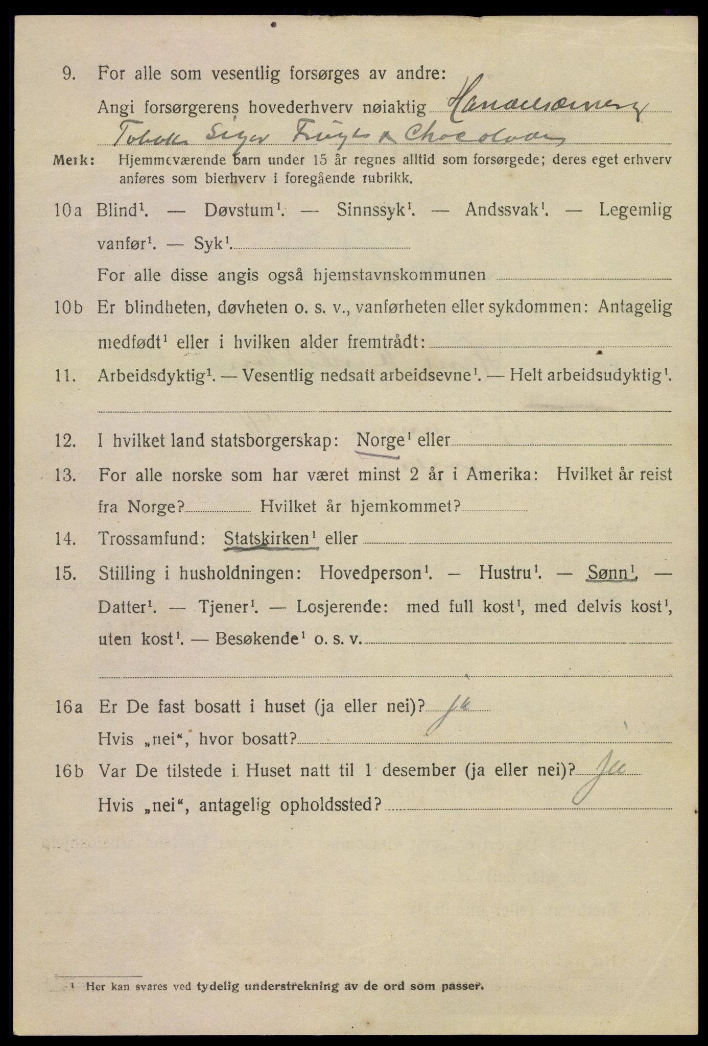 SAKO, 1920 census for Kragerø, 1920, p. 5486