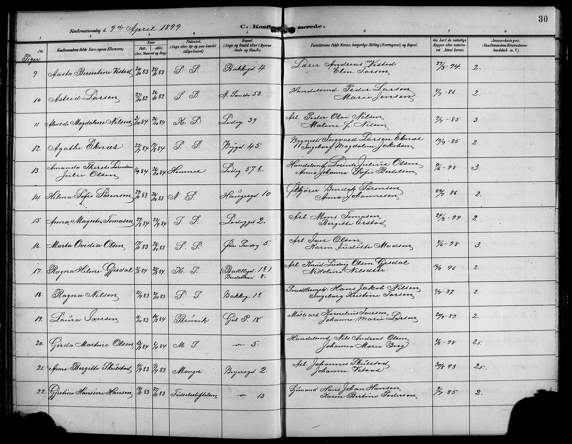 Sandviken Sokneprestembete, SAB/A-77601/H/Hb/L0009: Parish register (copy) no. C 1, 1898-1907, p. 30