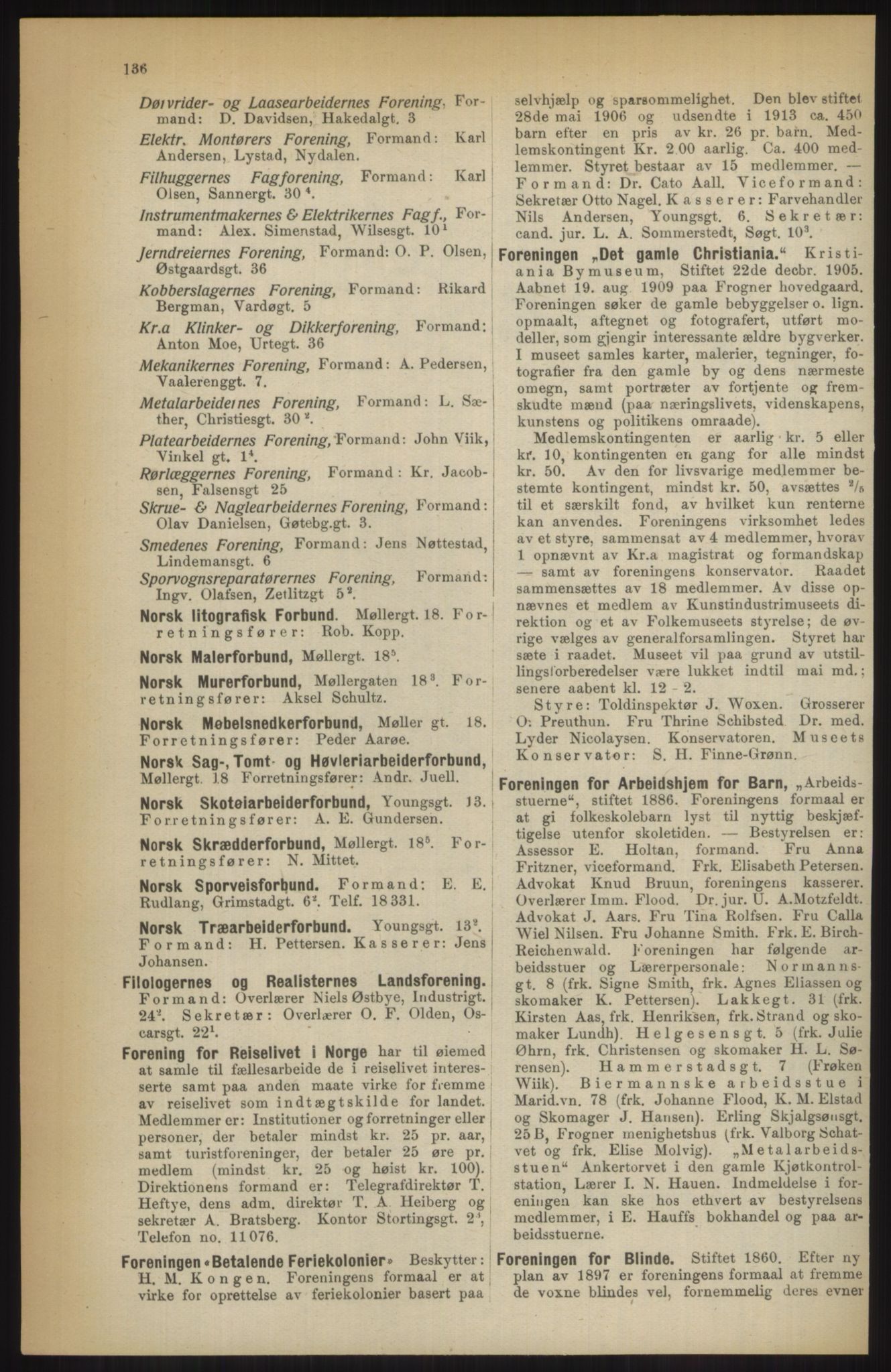 Kristiania/Oslo adressebok, PUBL/-, 1914, p. 136