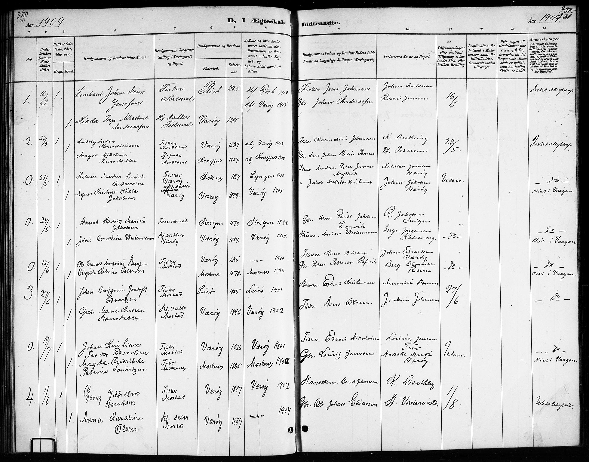 Ministerialprotokoller, klokkerbøker og fødselsregistre - Nordland, SAT/A-1459/807/L0123: Parish register (copy) no. 807C01, 1884-1910, p. 320-321