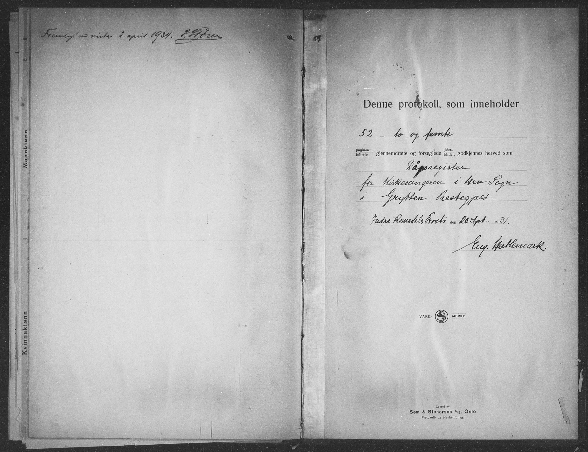 Ministerialprotokoller, klokkerbøker og fødselsregistre - Møre og Romsdal, SAT/A-1454/545/L0590: Parish register (copy) no. 545C04, 1931-1937