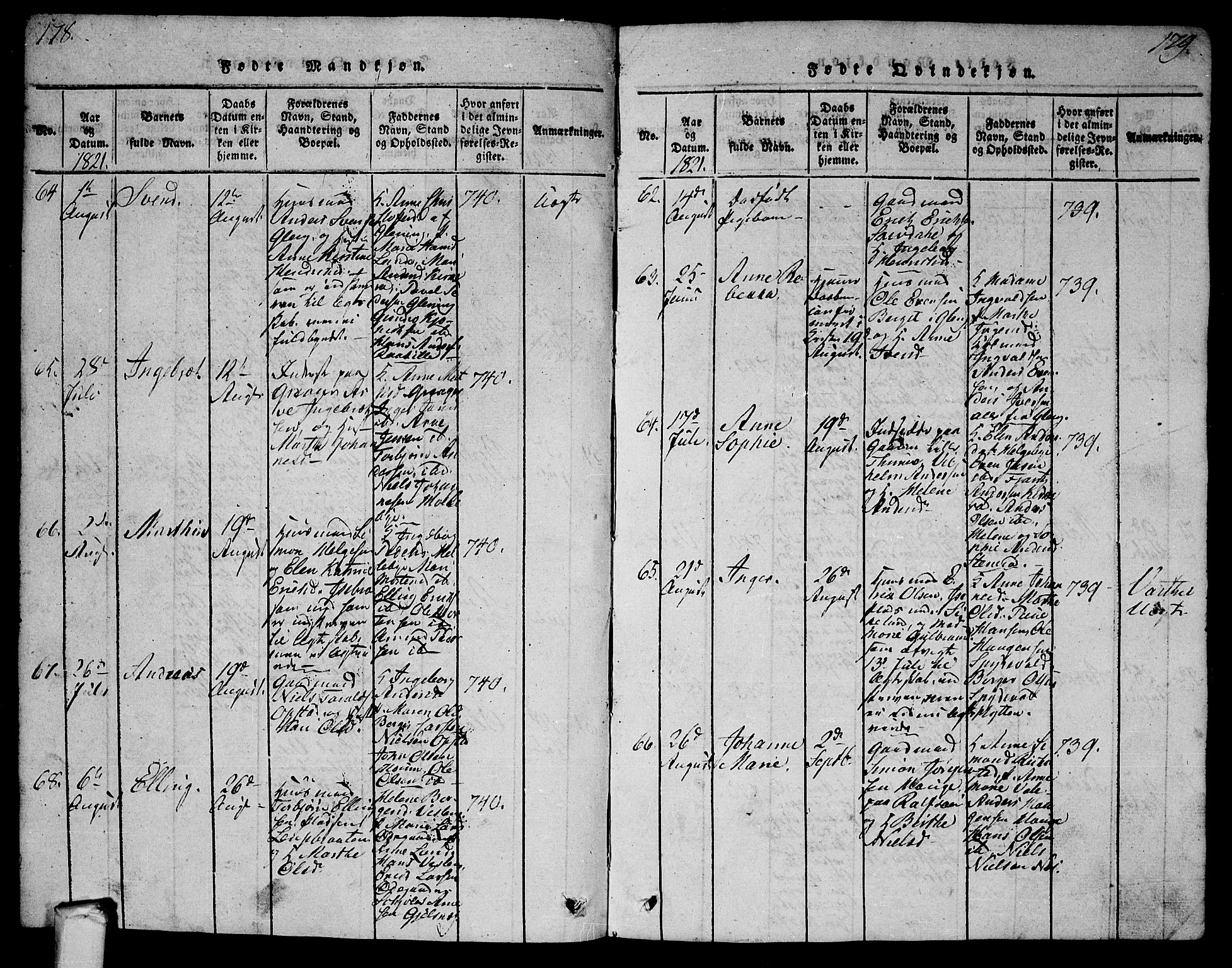 Tune prestekontor Kirkebøker, AV/SAO-A-2007/G/Ga/L0001: Parish register (copy) no. I 1, 1815-1822, p. 178-179
