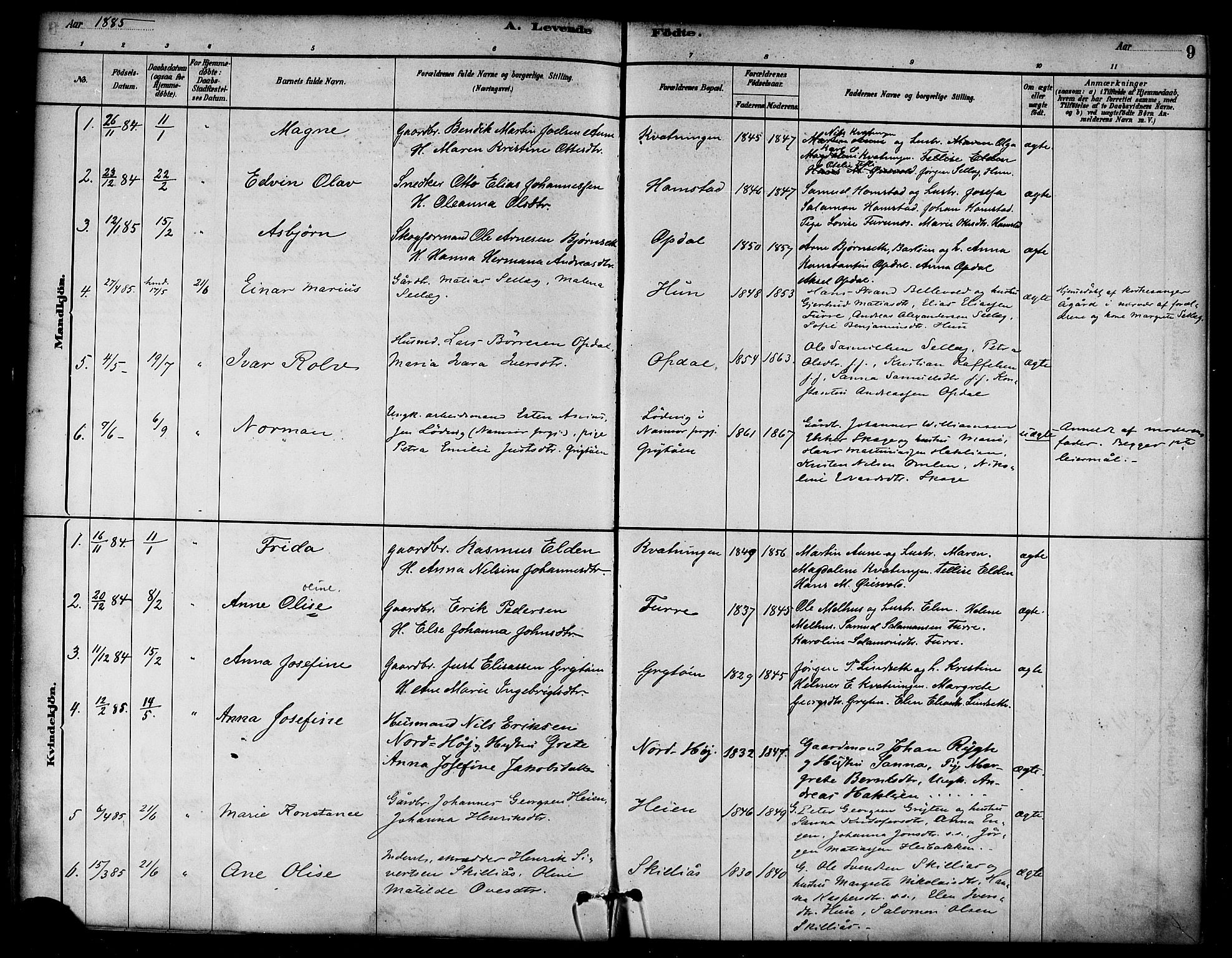 Ministerialprotokoller, klokkerbøker og fødselsregistre - Nord-Trøndelag, SAT/A-1458/766/L0563: Parish register (official) no. 767A01, 1881-1899, p. 9