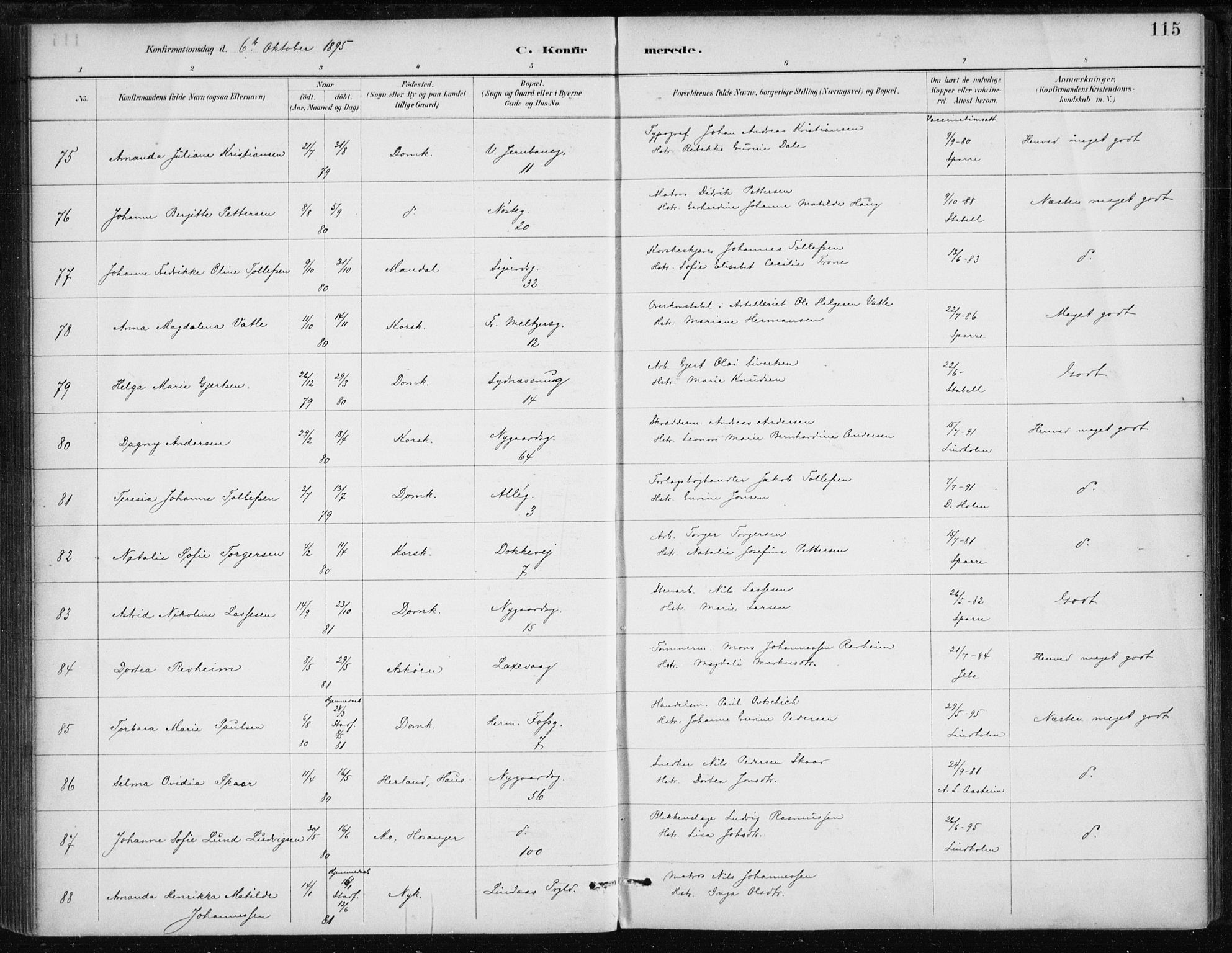 Johanneskirken sokneprestembete, AV/SAB-A-76001/H/Haa/L0008: Parish register (official) no. C 1, 1885-1907, p. 115