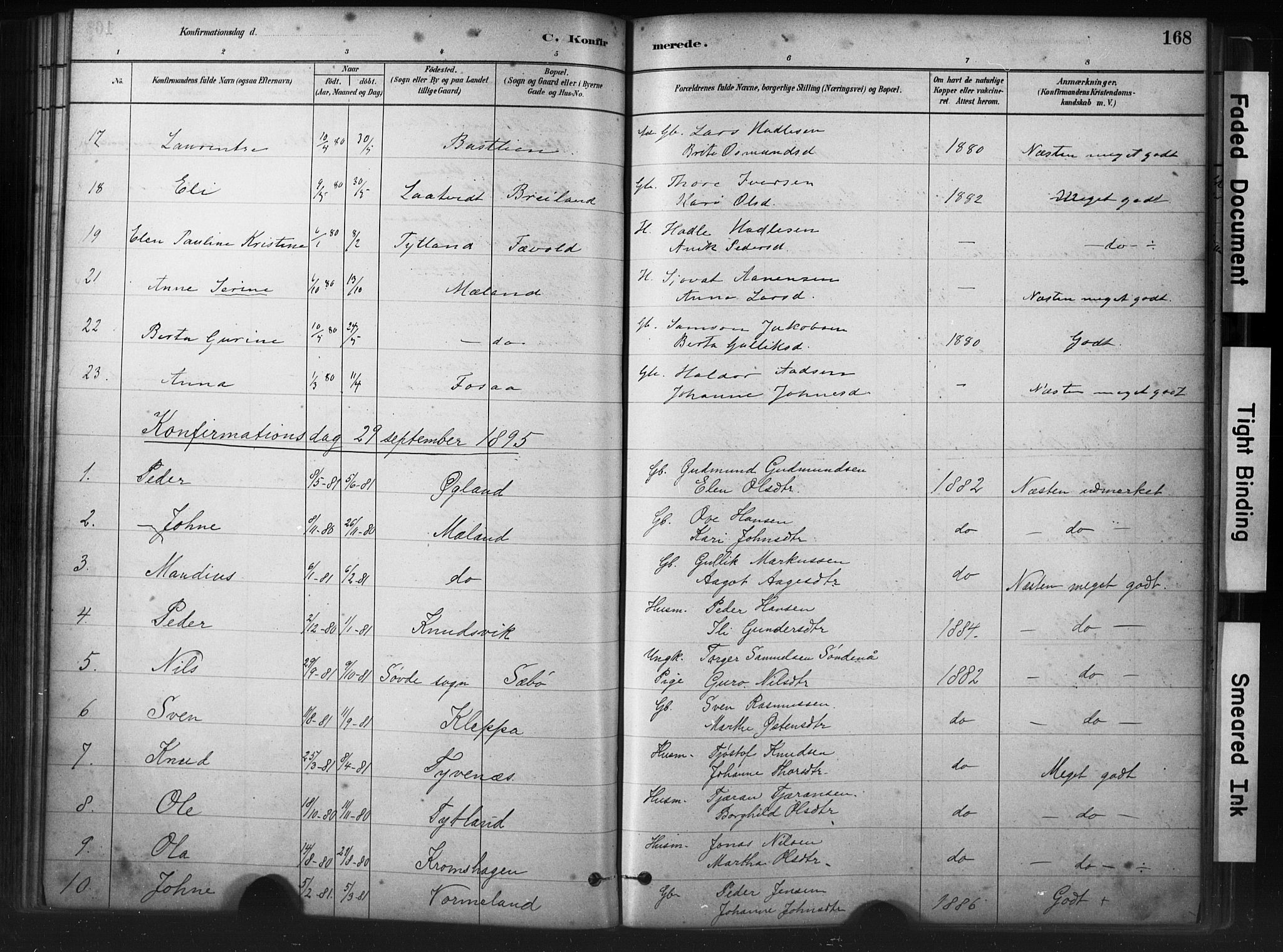 Hjelmeland sokneprestkontor, AV/SAST-A-101843/01/IV/L0014: Parish register (official) no. A 14, 1879-1900, p. 168