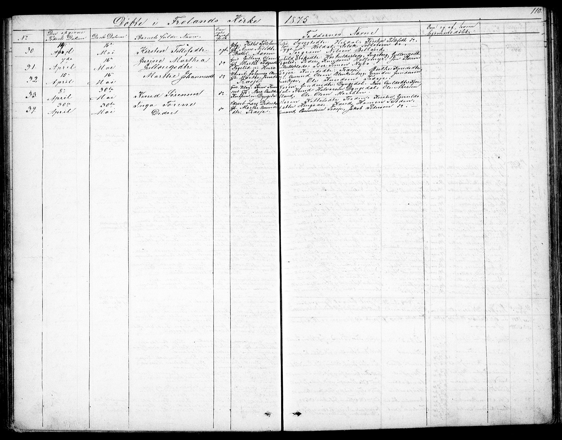 Froland sokneprestkontor, AV/SAK-1111-0013/F/Fb/L0008: Parish register (copy) no. B 8, 1843-1875, p. 110