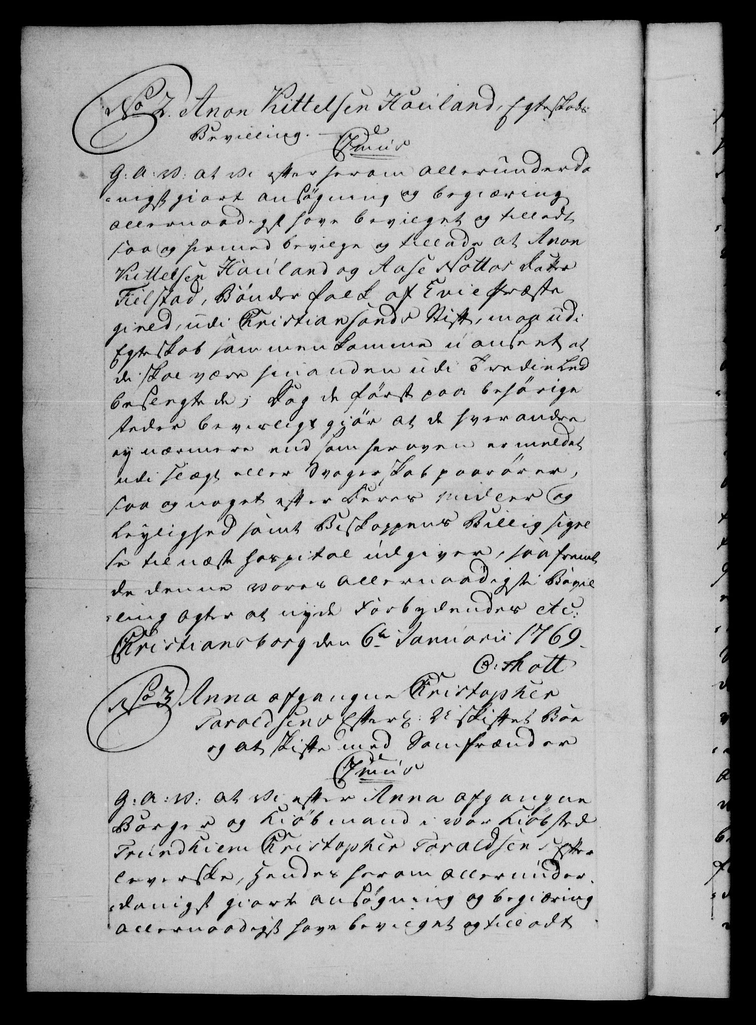 Danske Kanselli 1572-1799, AV/RA-EA-3023/F/Fc/Fca/Fcaa/L0044: Norske registre, 1769-1771, p. 1b