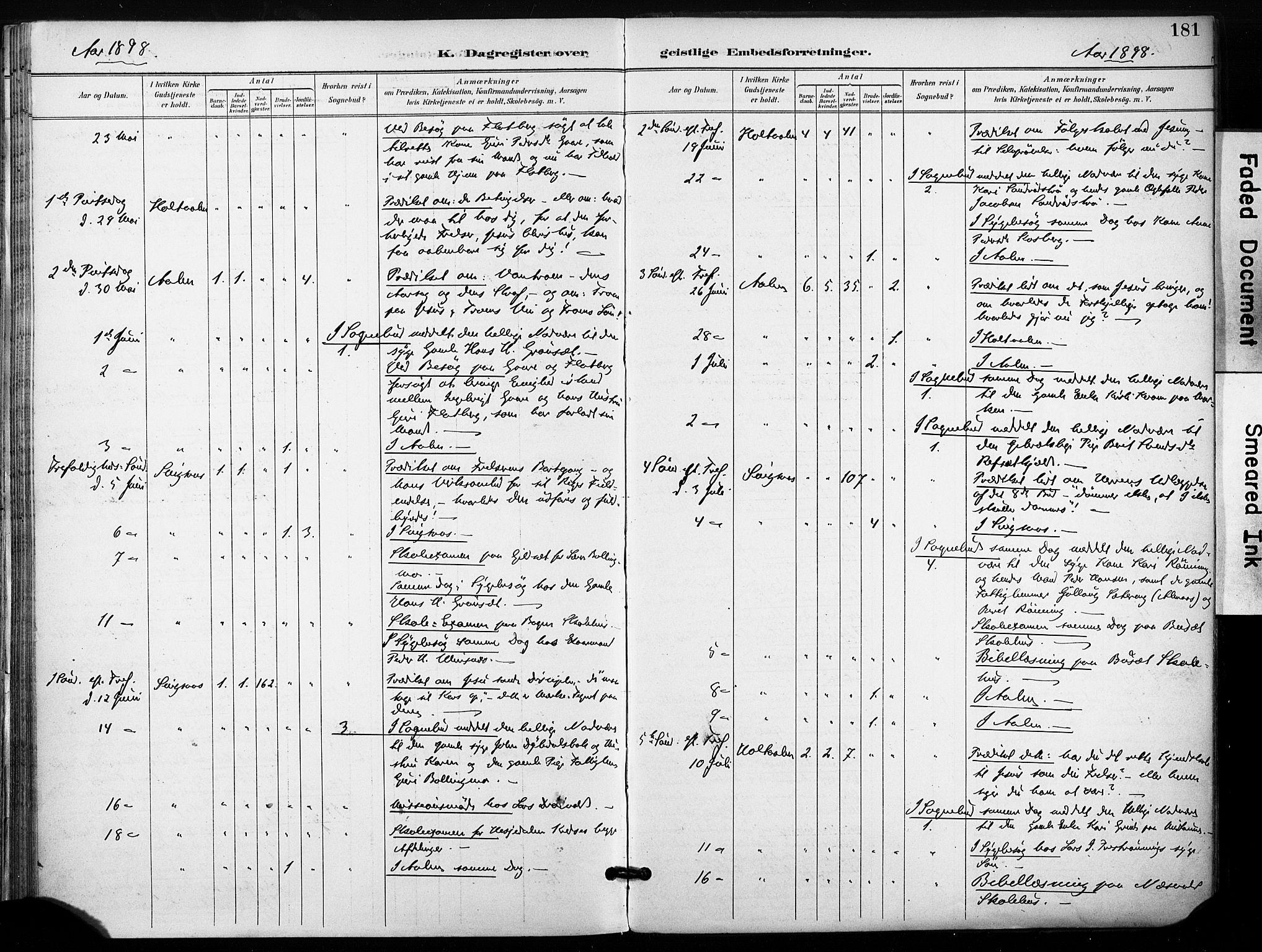 Ministerialprotokoller, klokkerbøker og fødselsregistre - Sør-Trøndelag, AV/SAT-A-1456/685/L0973: Parish register (official) no. 685A10, 1891-1907, p. 181