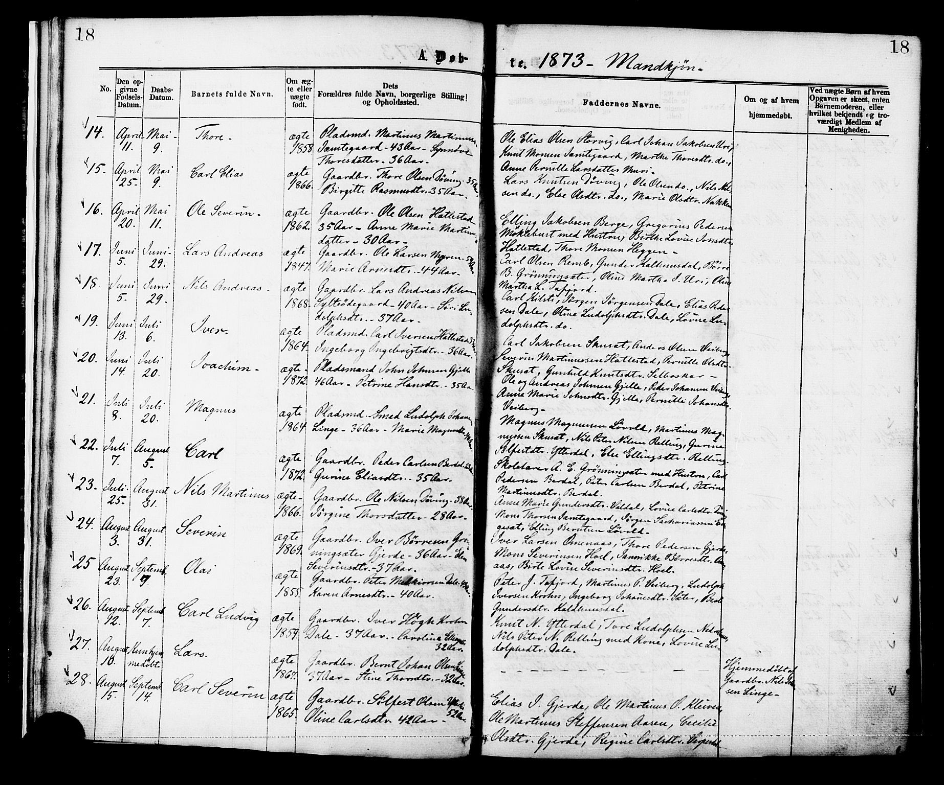 Ministerialprotokoller, klokkerbøker og fødselsregistre - Møre og Romsdal, SAT/A-1454/519/L0254: Parish register (official) no. 519A13, 1868-1883, p. 18