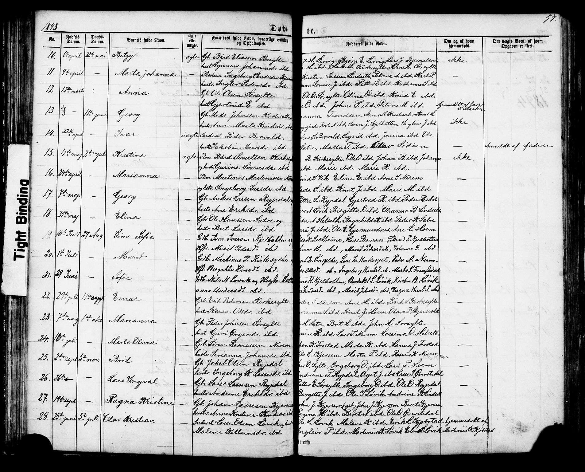 Ministerialprotokoller, klokkerbøker og fødselsregistre - Møre og Romsdal, AV/SAT-A-1454/541/L0547: Parish register (copy) no. 541C02, 1867-1921, p. 57