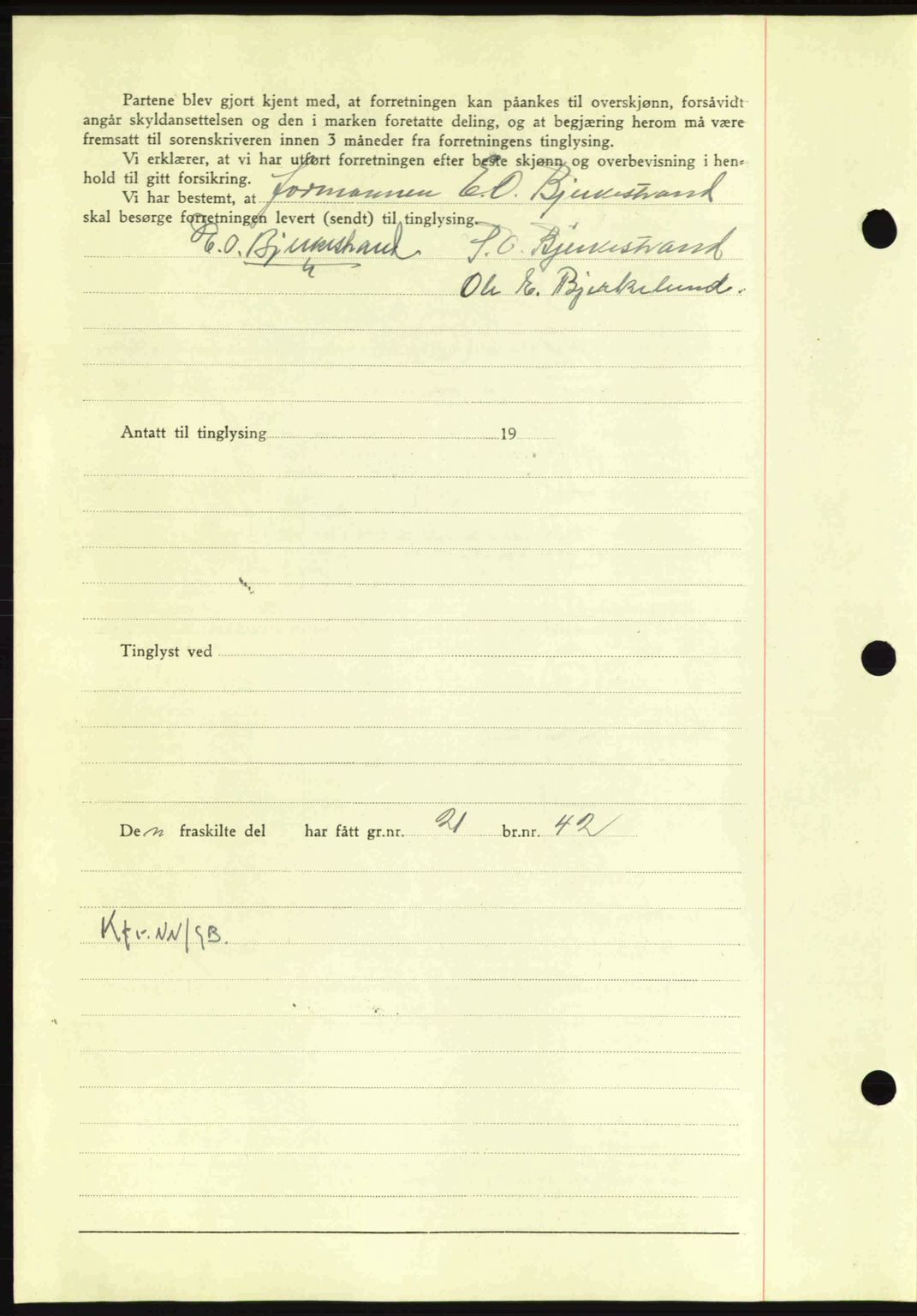 Nordmøre sorenskriveri, AV/SAT-A-4132/1/2/2Ca: Mortgage book no. A91, 1941-1942, Diary no: : 2481/1941