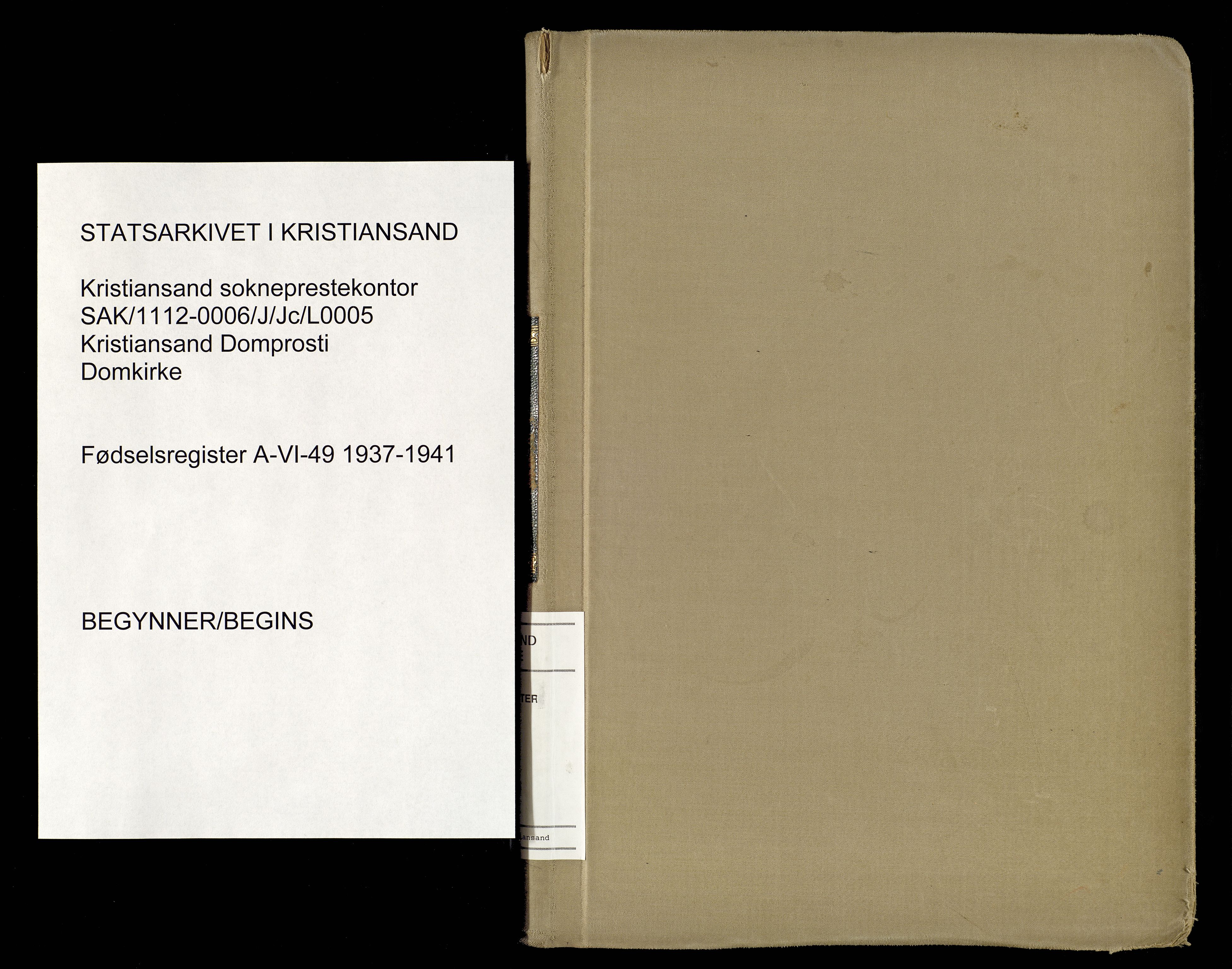 Kristiansand domprosti, SAK/1112-0006/J/Jc/L0005: Birth register no. A-VI-49, 1937-1941