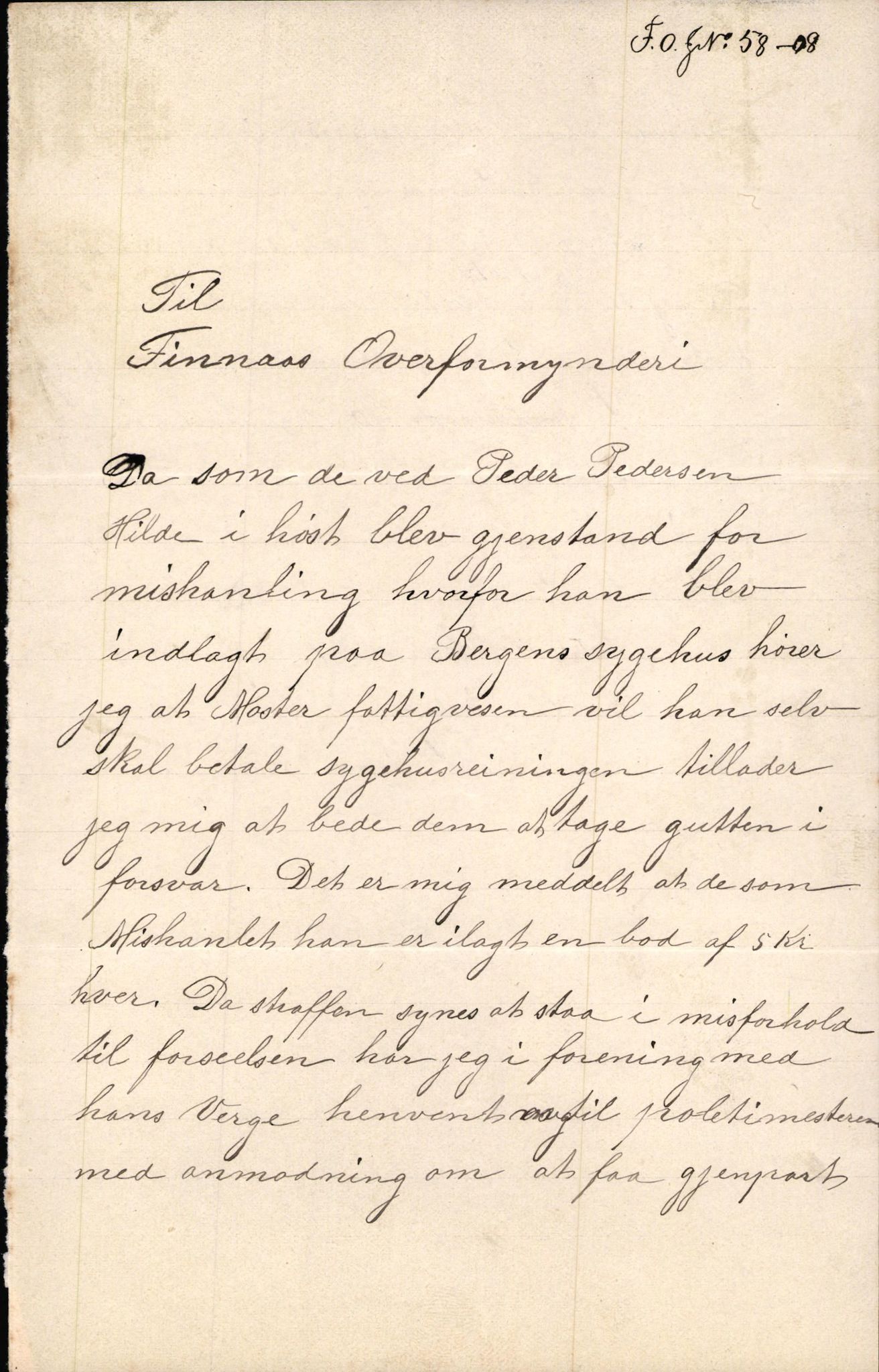 Finnaas kommune. Overformynderiet, IKAH/1218a-812/D/Da/Daa/L0002/0003: Kronologisk ordna korrespondanse / Kronologisk ordna korrespondanse, 1905-1909, p. 122