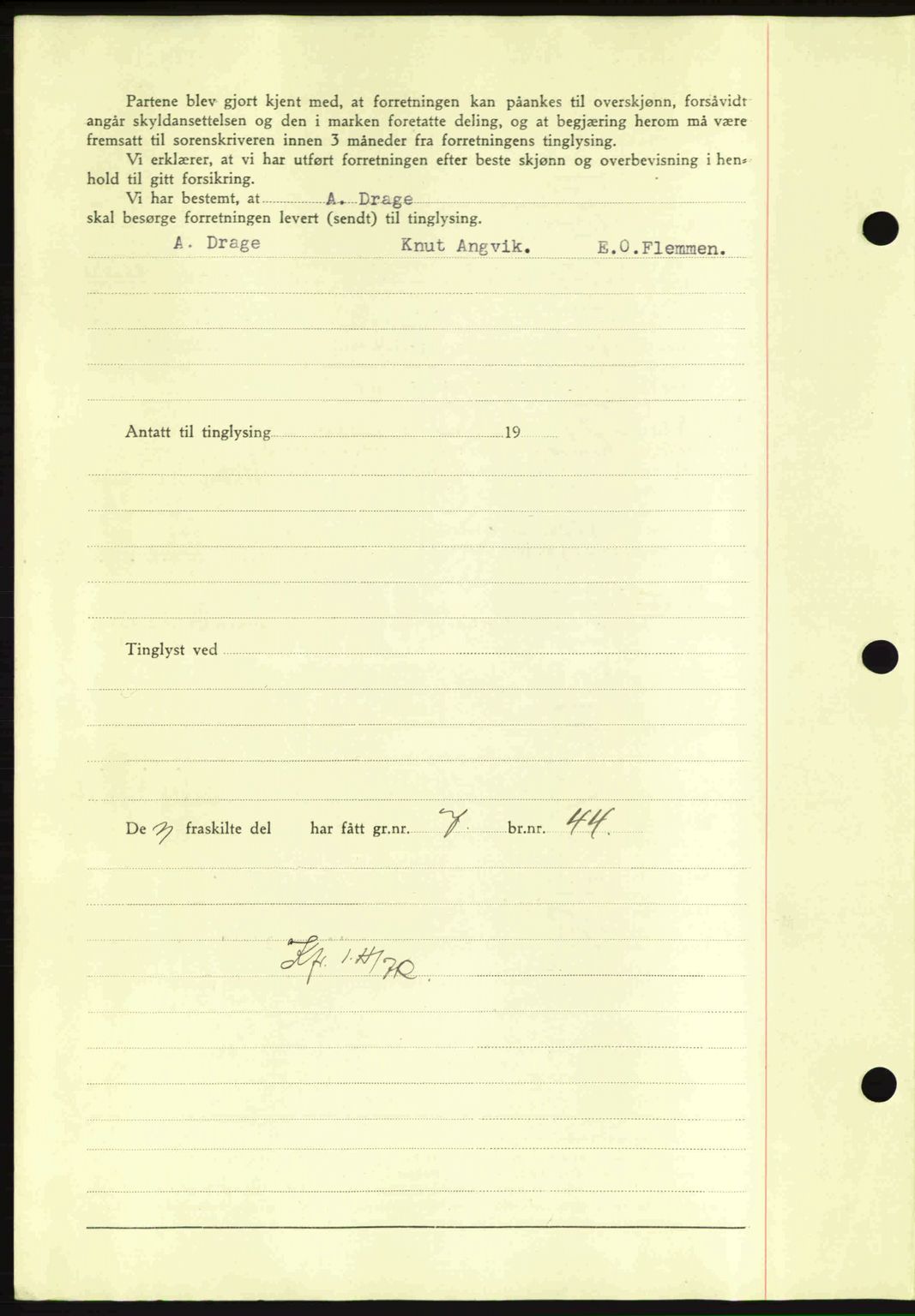 Nordmøre sorenskriveri, SAT/A-4132/1/2/2Ca: Mortgage book no. A96, 1943-1944, Diary no: : 94/1944