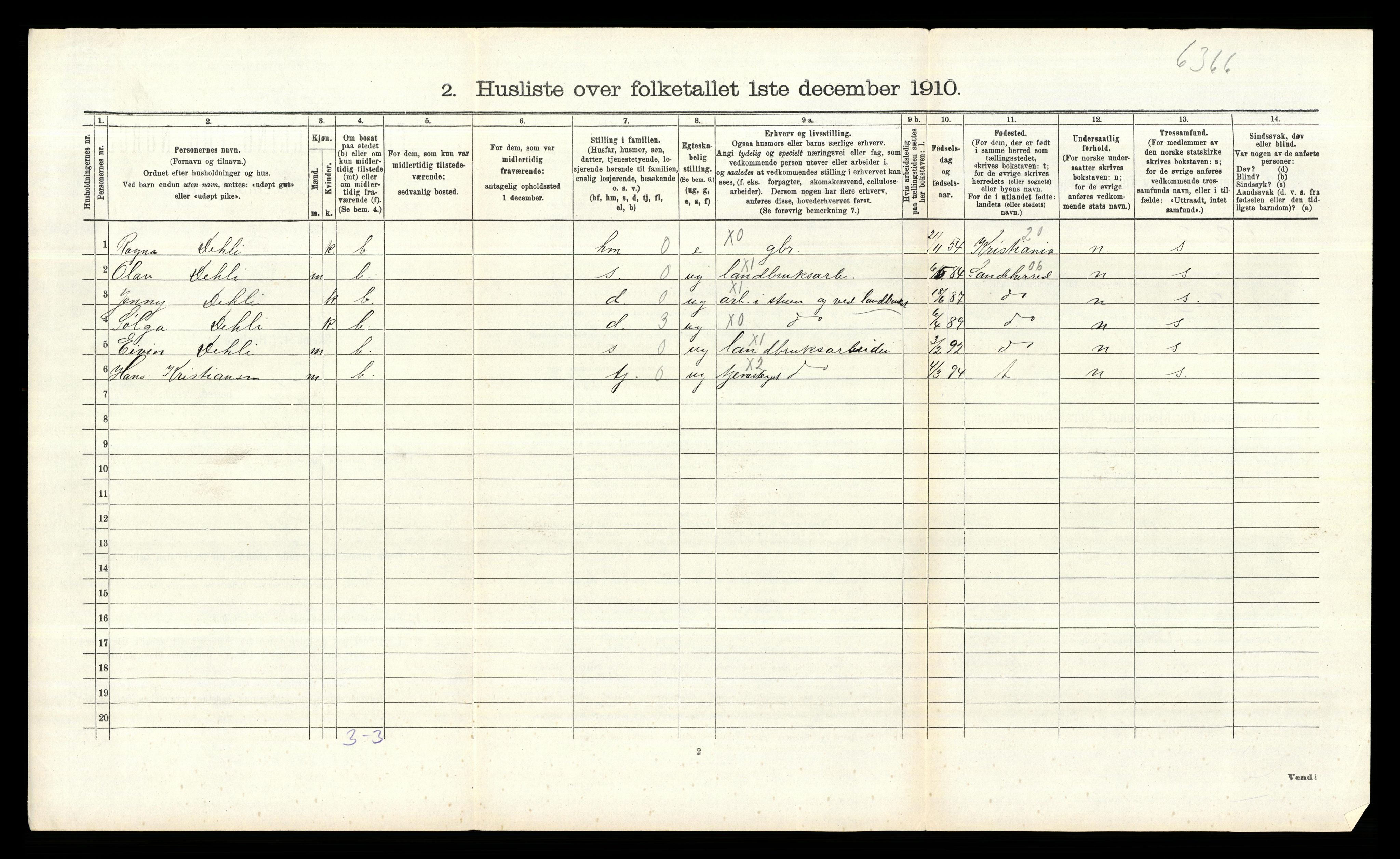 RA, 1910 census for Rygge, 1910, p. 733