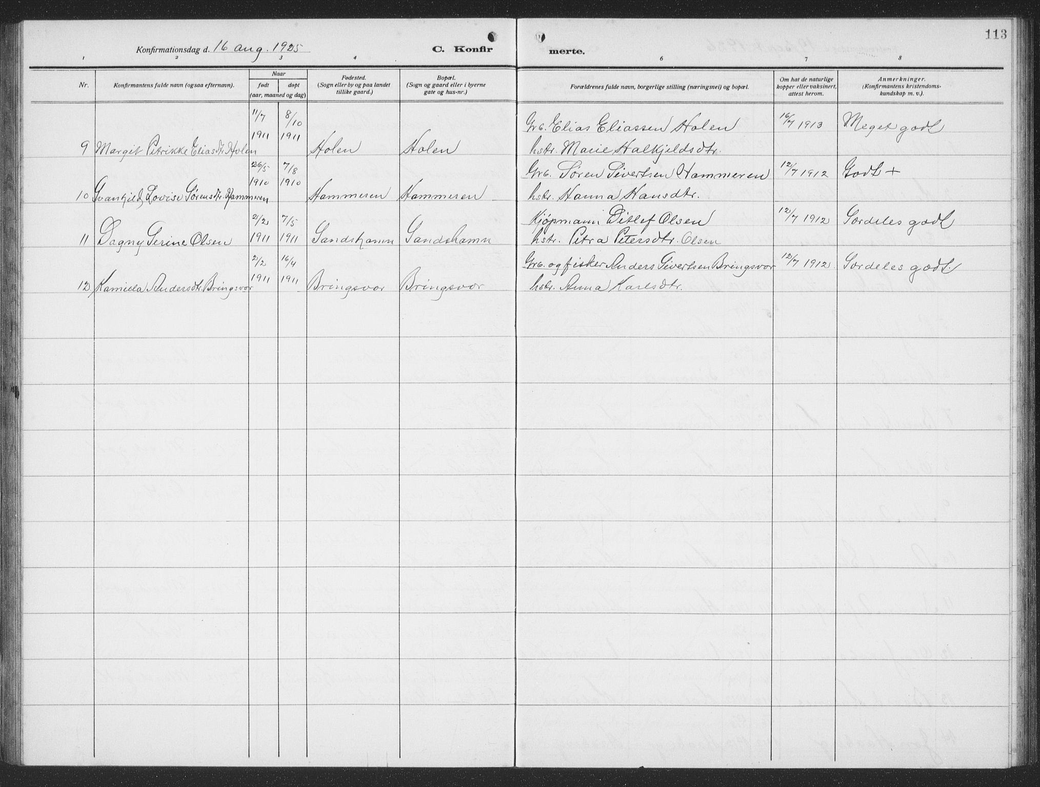 Ministerialprotokoller, klokkerbøker og fødselsregistre - Møre og Romsdal, SAT/A-1454/503/L0051: Parish register (copy) no. 503C06, 1923-1938, p. 113