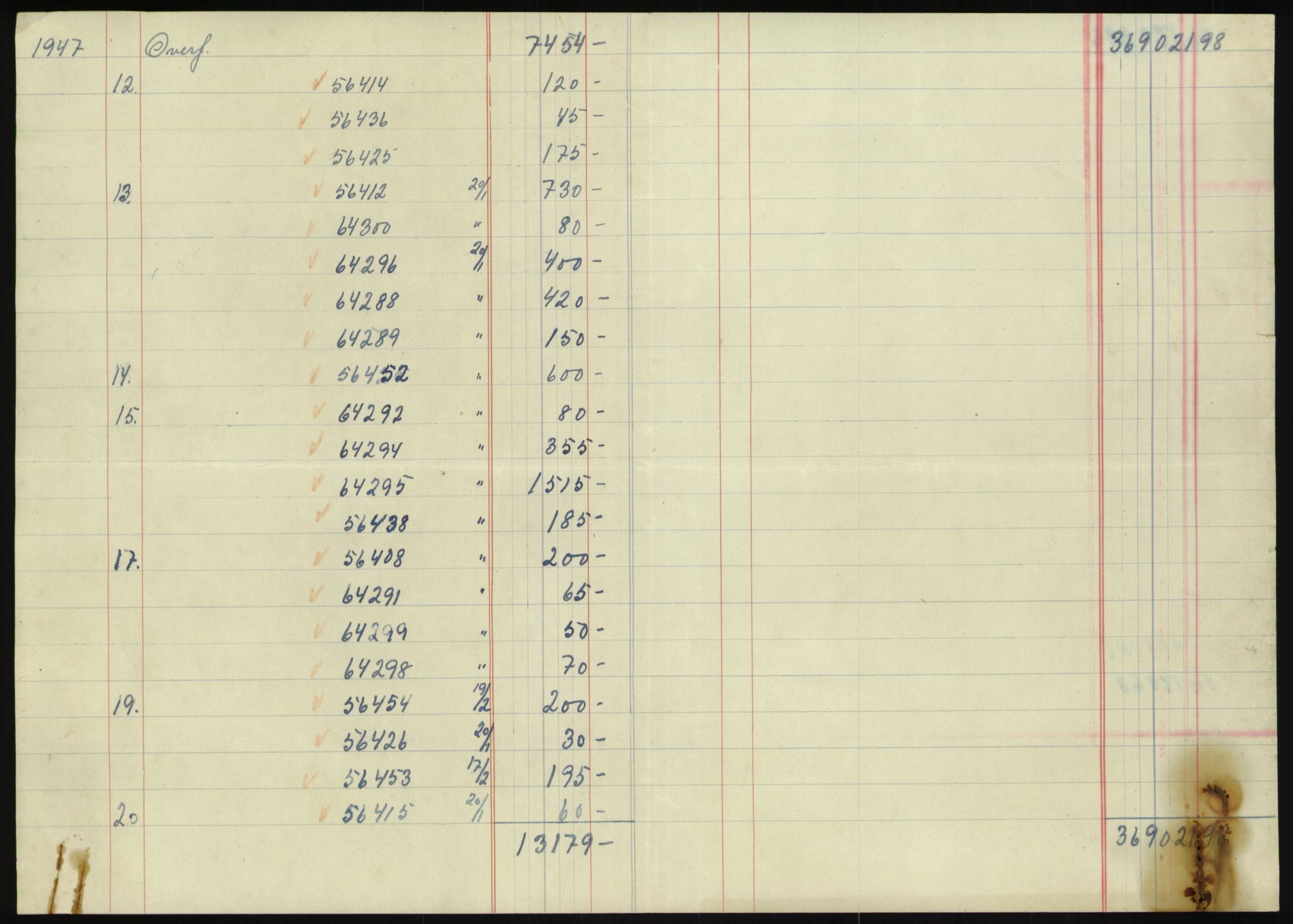 Forsvarsdepartementet, 10. kontor / Oppgjørskontoret, AV/RA-RAFA-1225/D/Db/L0180: Lista oppgjørskontor, 1942-1952, p. 2124