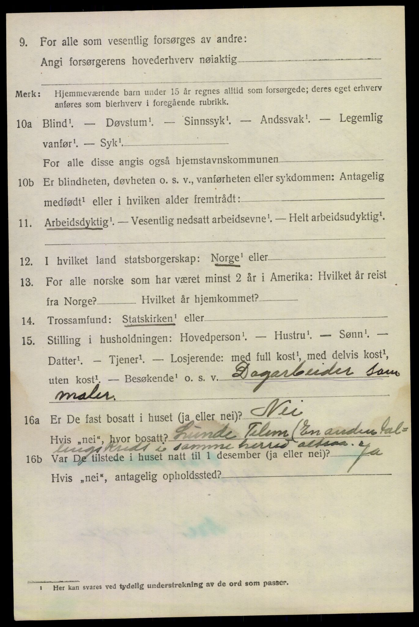 SAKO, 1920 census for Lunde, 1920, p. 6034