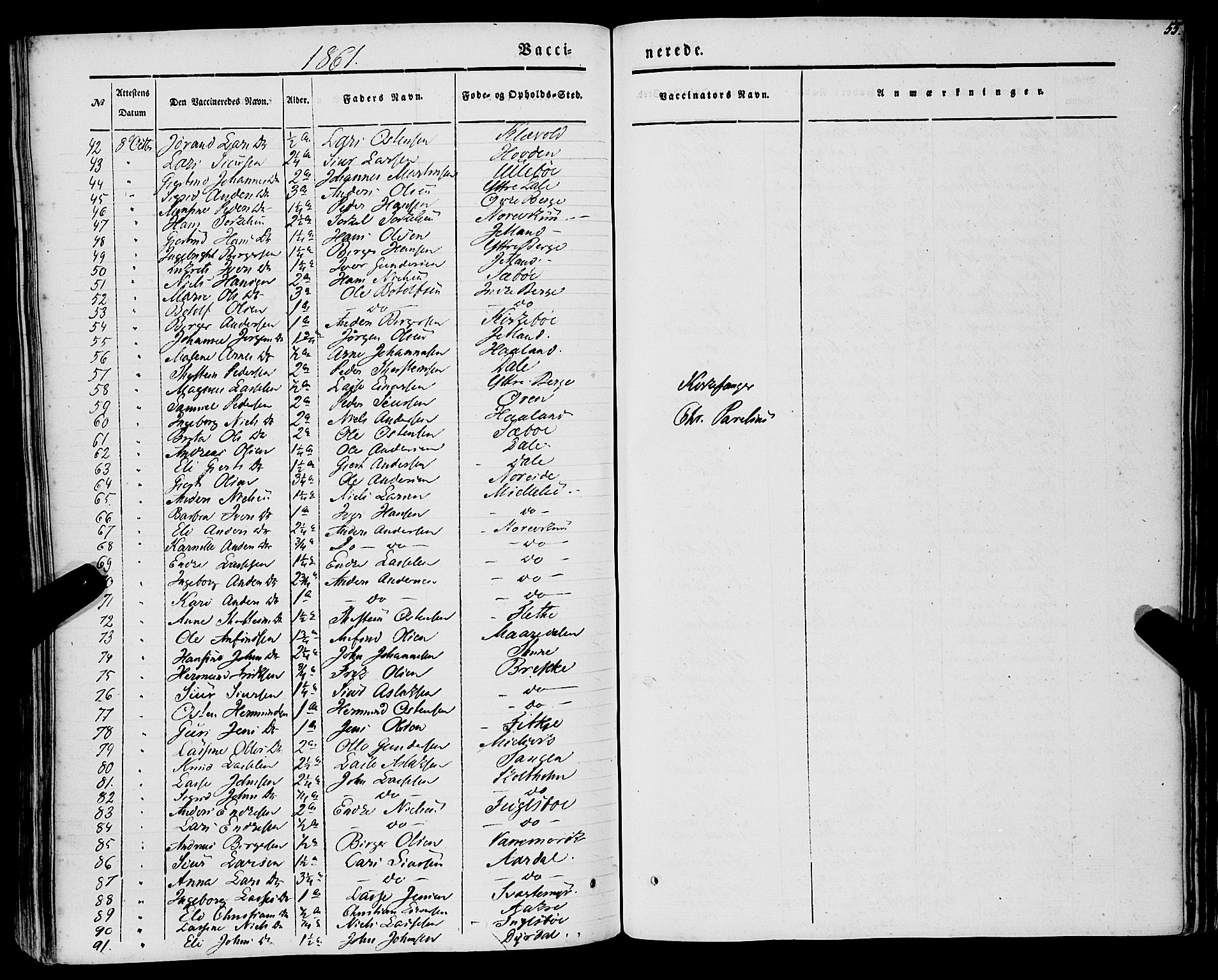 Lavik sokneprestembete, AV/SAB-A-80901: Parish register (official) no. A 3, 1843-1863, p. 55