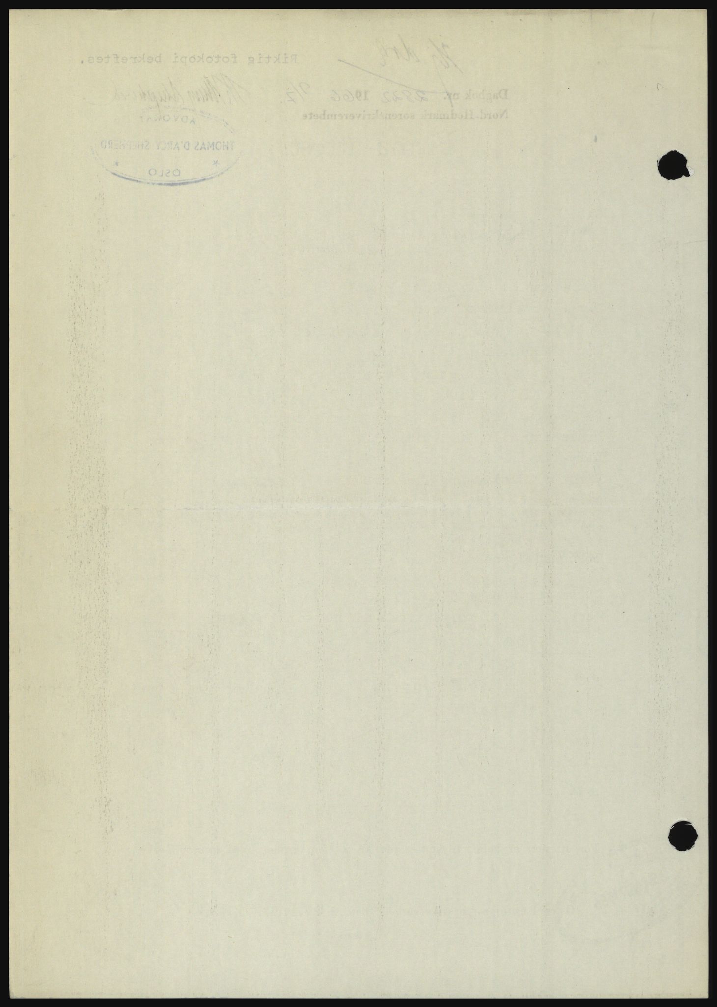 Nord-Hedmark sorenskriveri, SAH/TING-012/H/Hc/L0024: Mortgage book no. 24, 1966-1966, Diary no: : 2822/1966