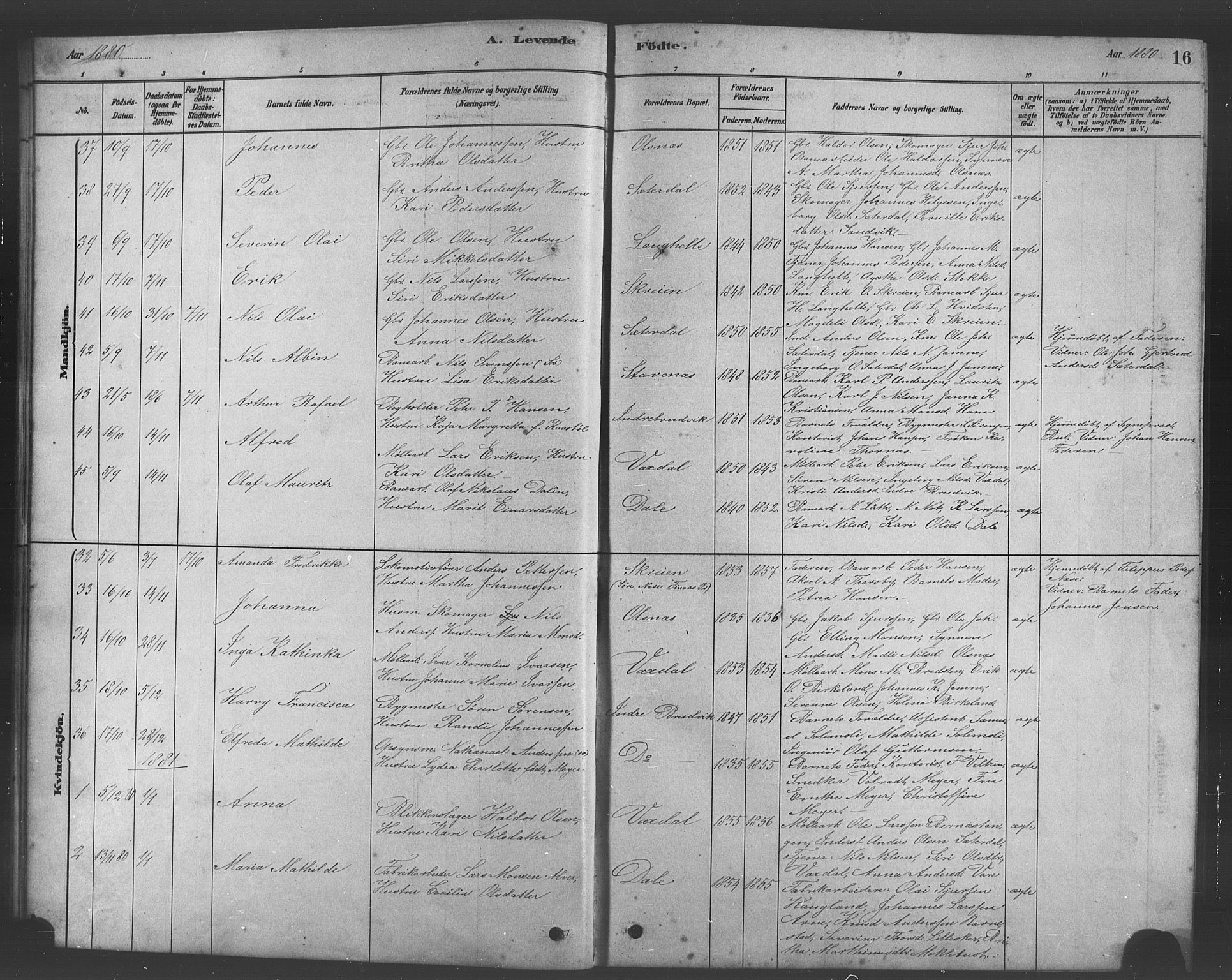 Bruvik Sokneprestembete, SAB/A-74701/H/Hab: Parish register (copy) no. A 1, 1878-1907, p. 16