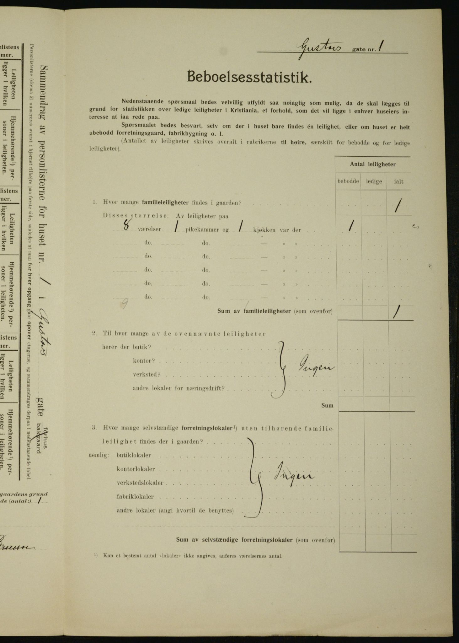 OBA, Municipal Census 1910 for Kristiania, 1910, p. 31121