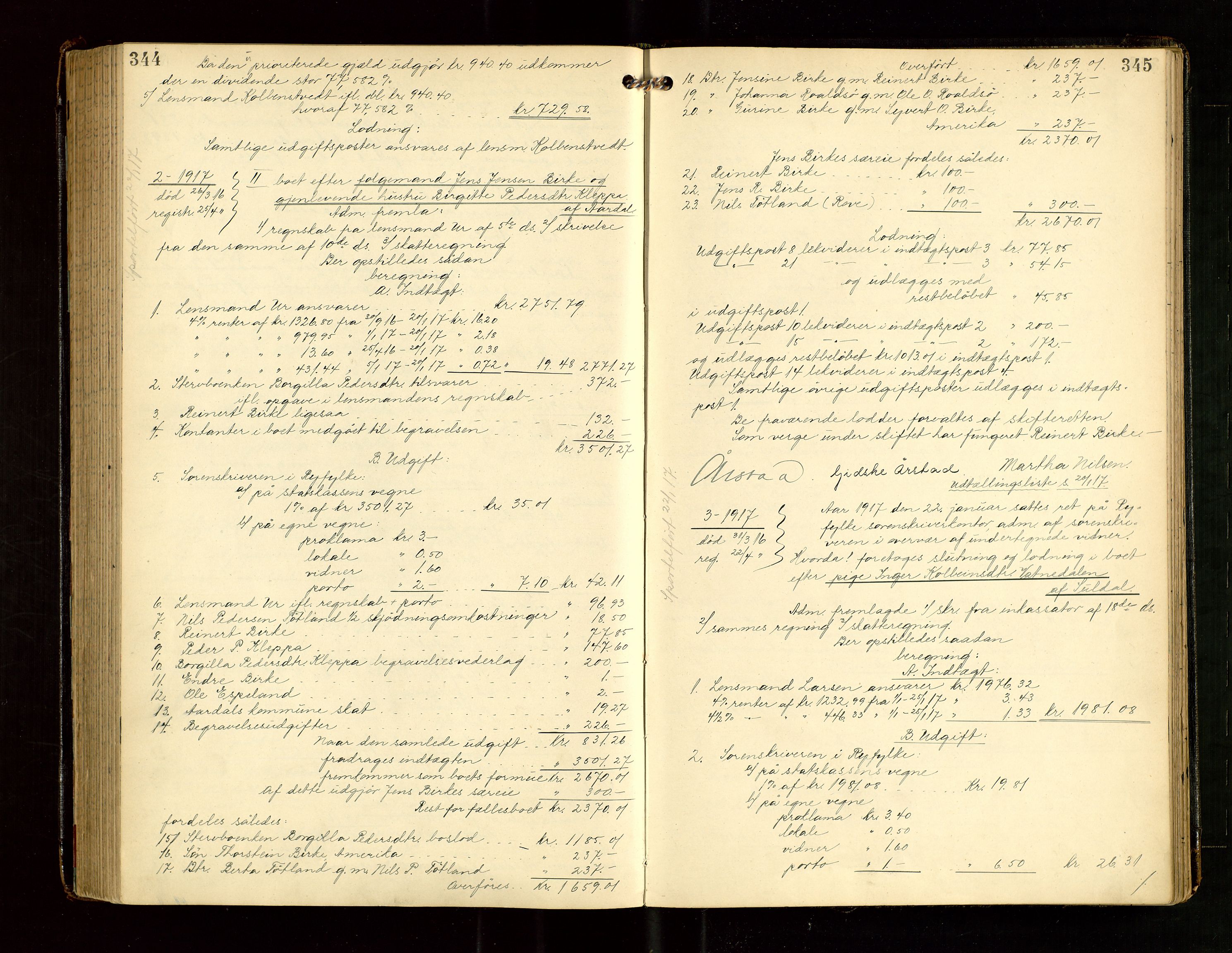 Ryfylke tingrett, AV/SAST-A-100055/001/IV/IVG/L0004: Skifteutlodningsprotokoll Med register, 1912-1918, p. 344-345