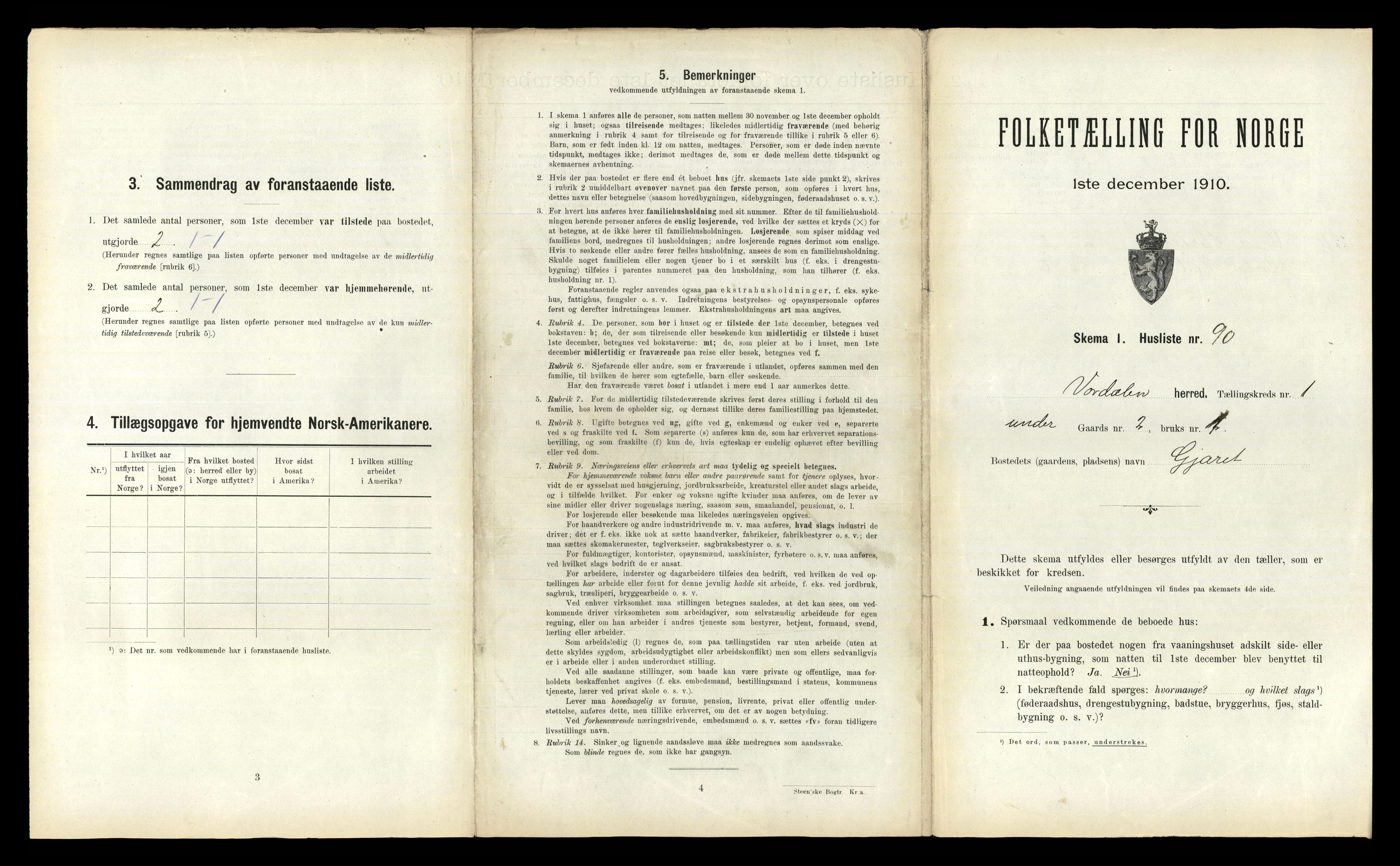 RA, 1910 census for Verdal, 1910, p. 236