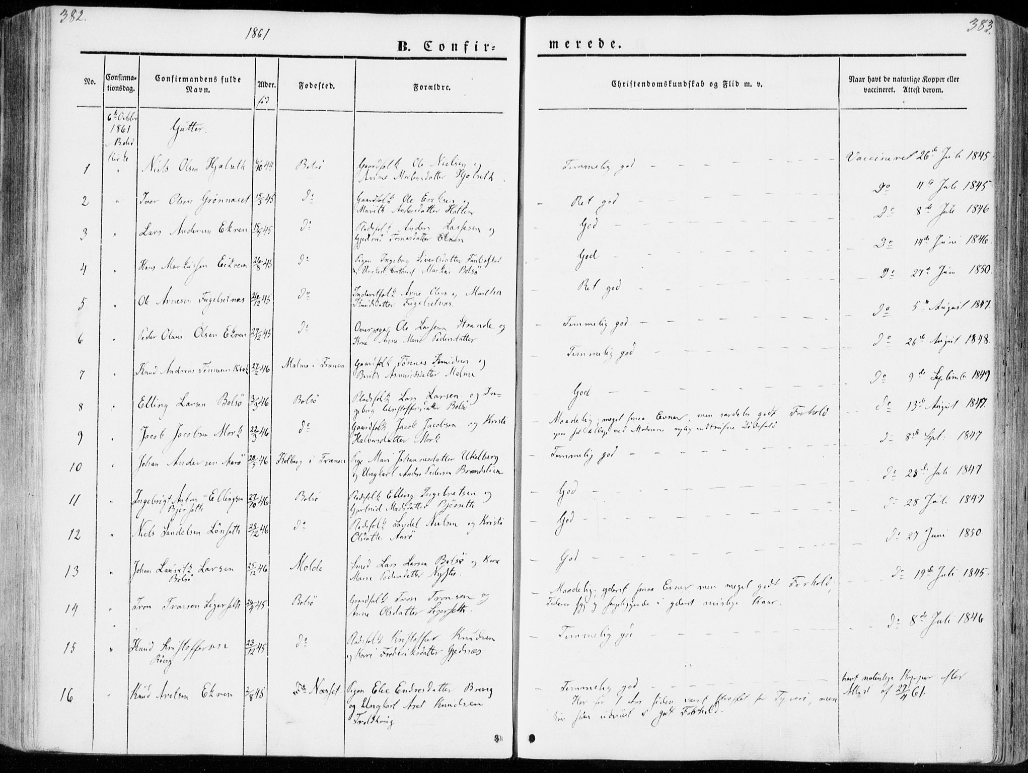 Ministerialprotokoller, klokkerbøker og fødselsregistre - Møre og Romsdal, SAT/A-1454/555/L0653: Parish register (official) no. 555A04, 1843-1869, p. 382-383