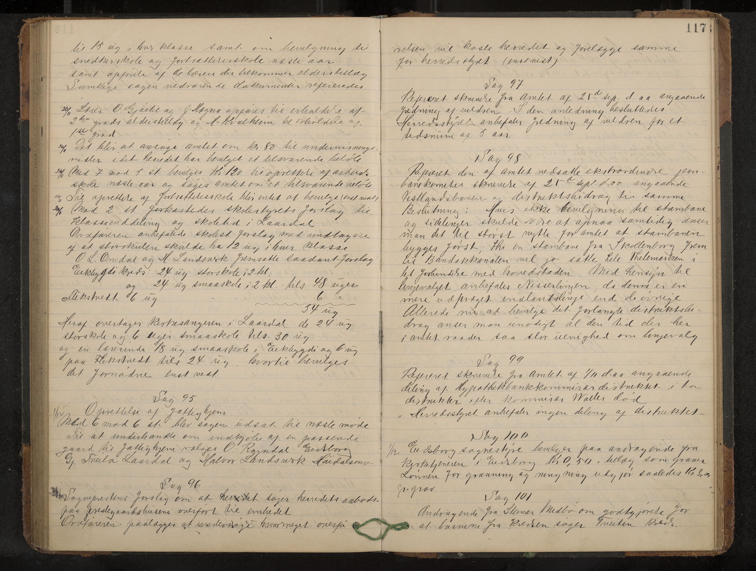 Lårdal formannskap og sentraladministrasjon, IKAK/0833021/A/L0003: Møtebok, 1893-1901, p. 117