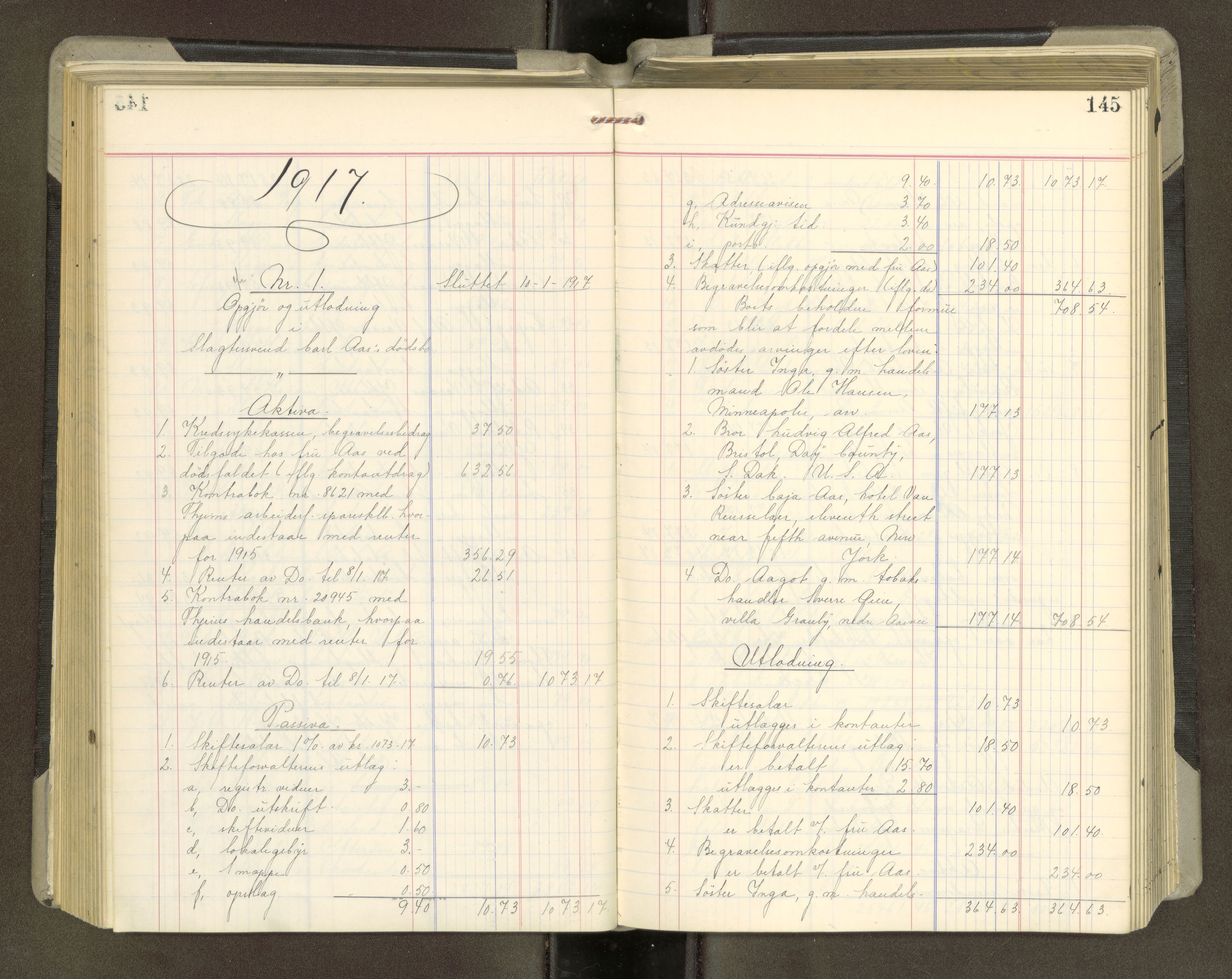 Trondheim byfogd, AV/SAT-A-0003/1/3/3A/L0042: Skifteutlodningsprotokoll - 10/2-5/7. (m/ register), 1916-1918, p. 145