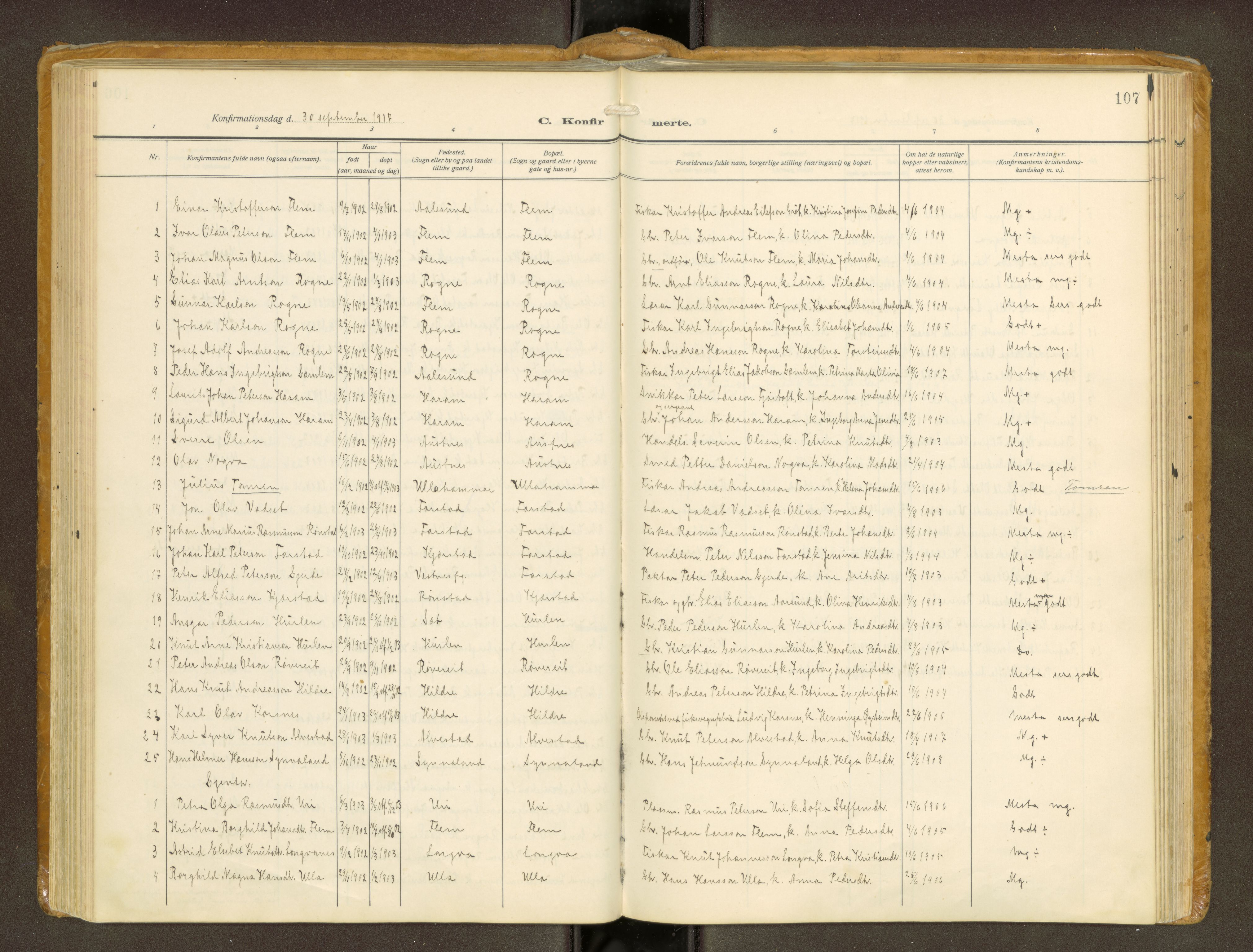 Ministerialprotokoller, klokkerbøker og fødselsregistre - Møre og Romsdal, AV/SAT-A-1454/536/L0518: Parish register (official) no. 536A--, 1914-1931, p. 107