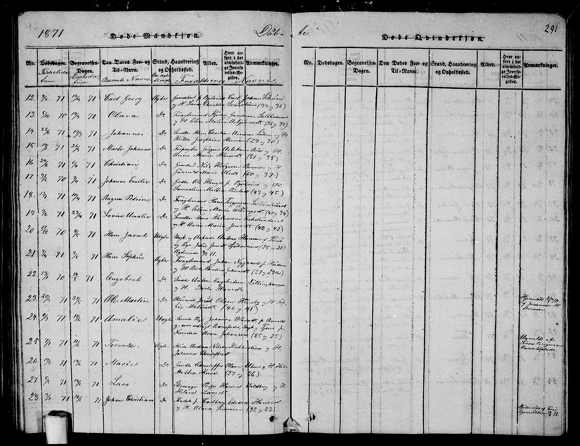 Rygge prestekontor Kirkebøker, AV/SAO-A-10084b/G/Ga/L0001: Parish register (copy) no. 1, 1814-1871, p. 290-291