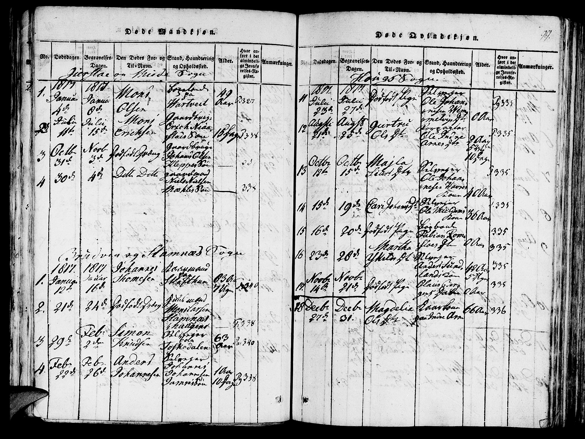 Haus sokneprestembete, SAB/A-75601/H/Haa: Parish register (official) no. A 12, 1816-1821, p. 99