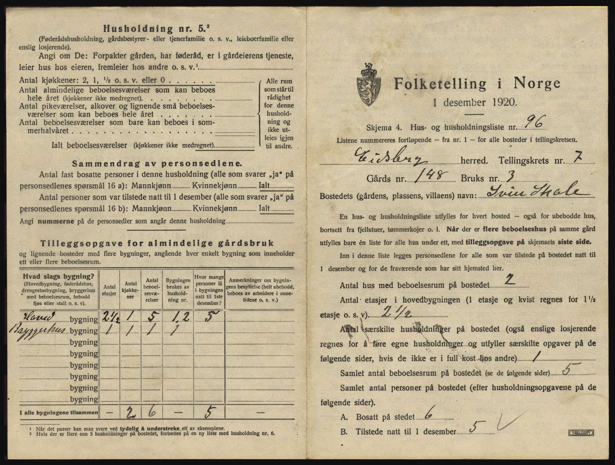 SAO, 1920 census for Eidsberg, 1920, p. 1373