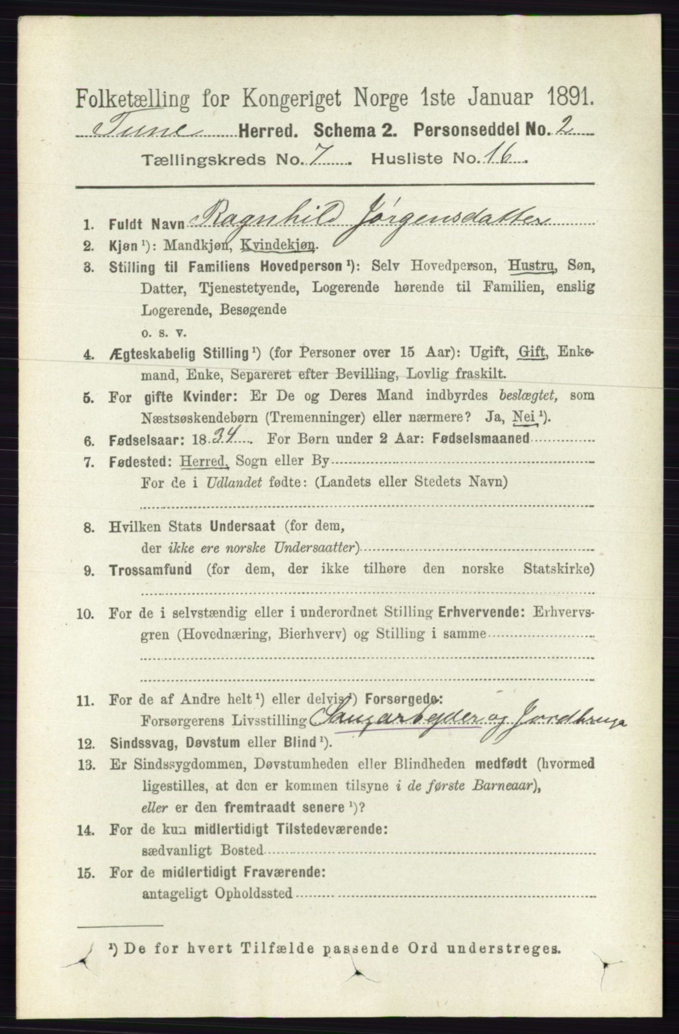 RA, 1891 census for 0130 Tune, 1891, p. 5255